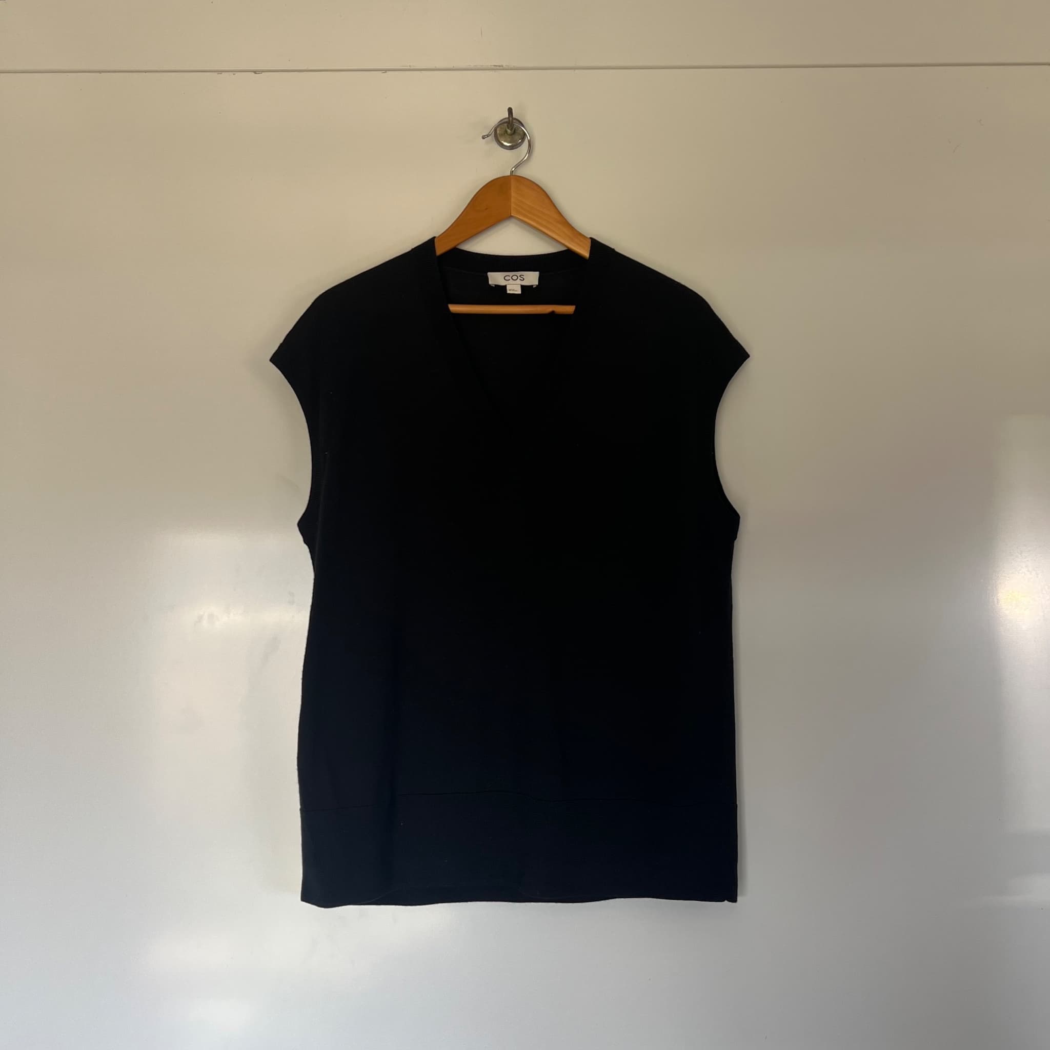 COS Black Oversized V-Neck Knit Sweater Vest (Tagged XS / Fits S–M) — photo 2 of 8