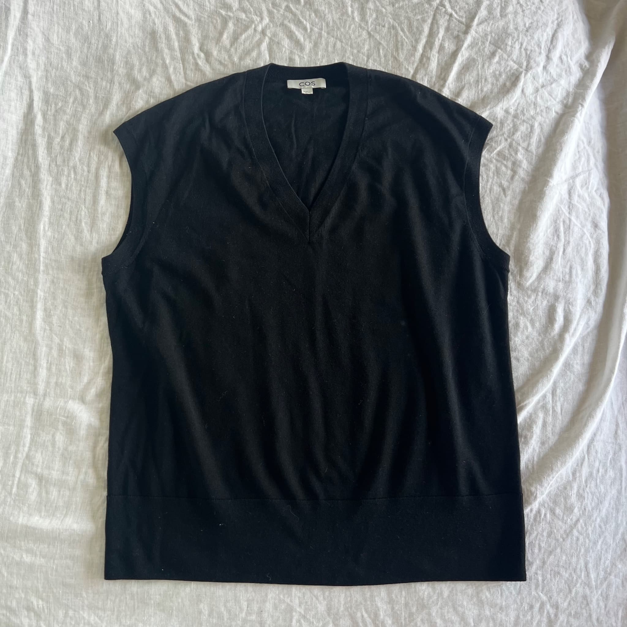 COS Black Oversized V-Neck Knit Sweater Vest (Tagged XS / Fits S–M) — photo 1 of 8