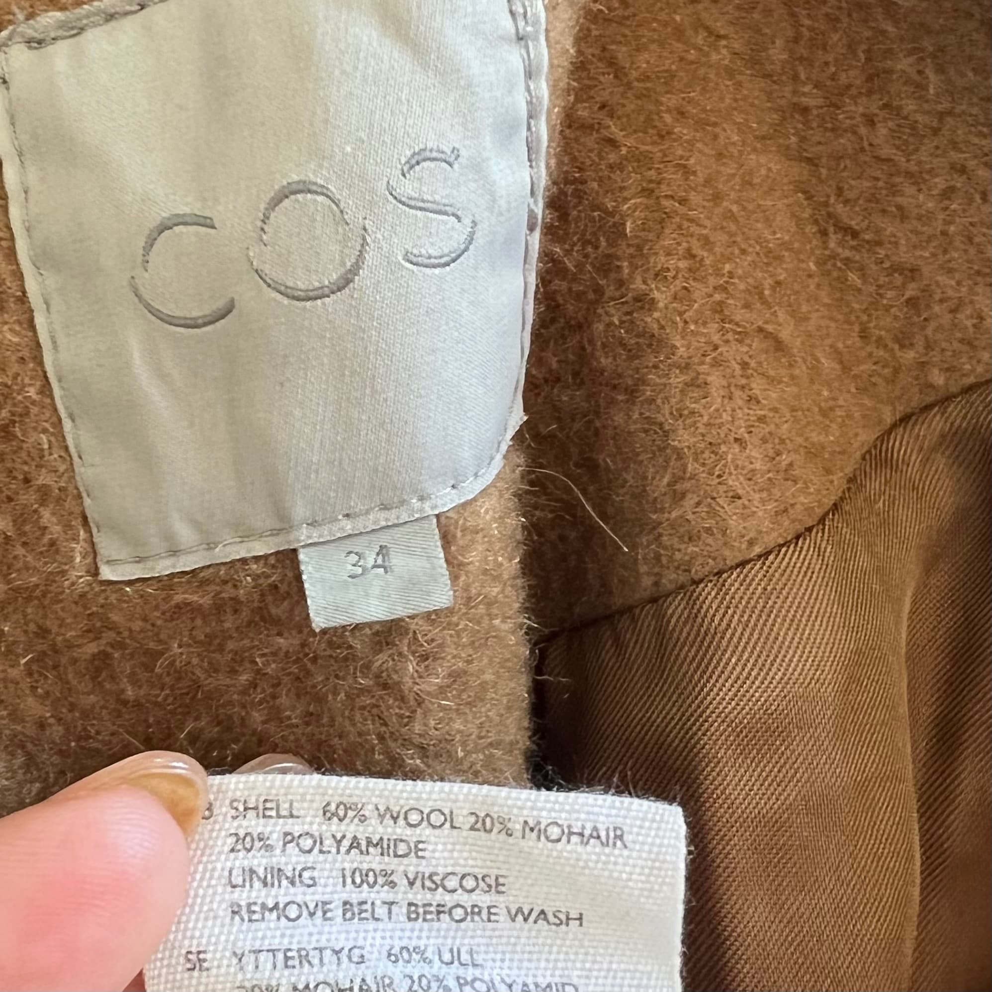 COS Camel Wool Mohair Blend Oversized Coat — photo 4 of 9