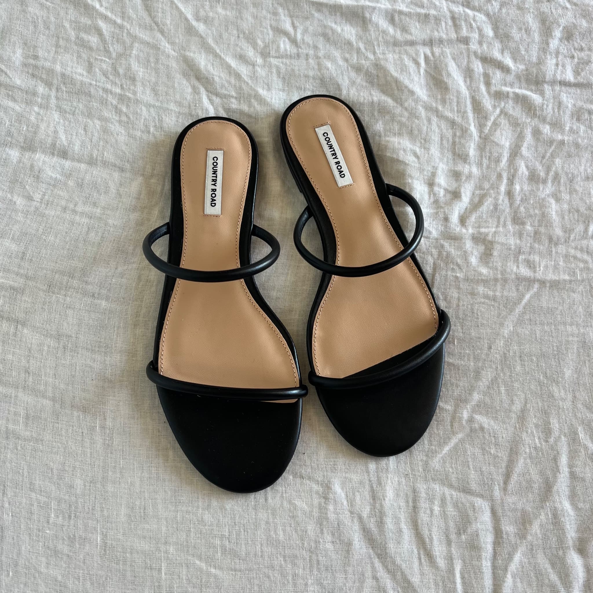 Country Road Black Leather Minimalist Slide Sandals — photo 1 of 6