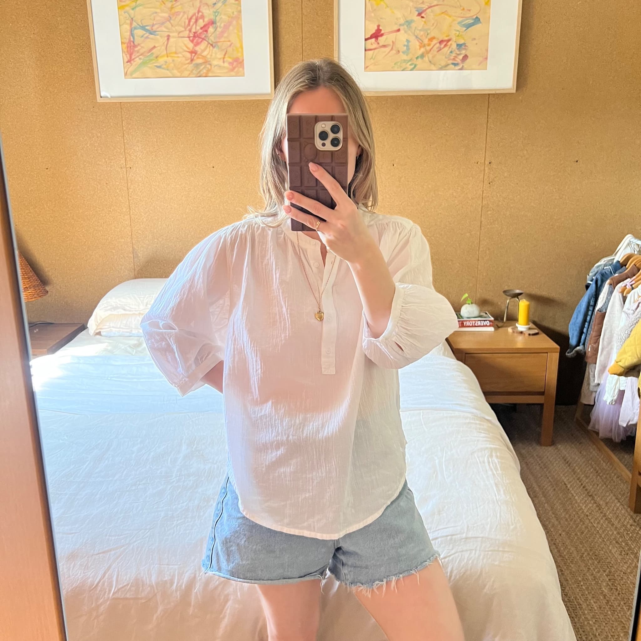 Country Road White Textured Cotton Gathered Blouse (Size XS) — photo 10 of 10