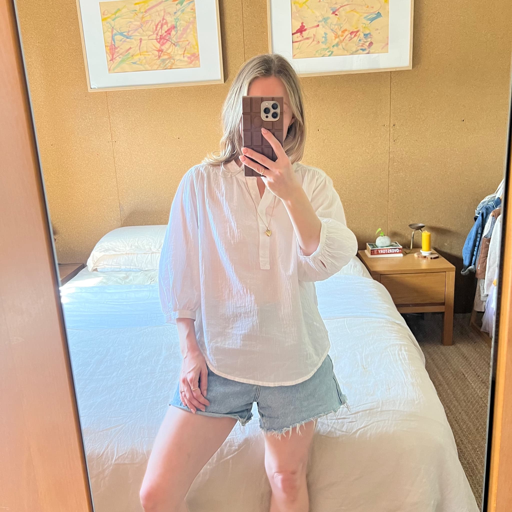 Country Road White Textured Cotton Gathered Blouse (Size XS) — photo 7 of 10