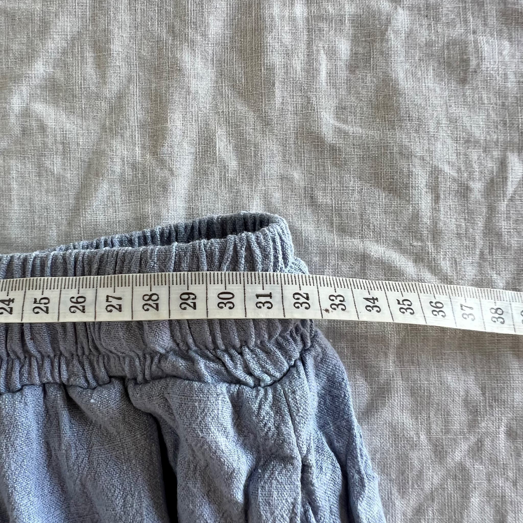 Ghanda Powder Blue Linen Blend Wide Leg Pants Size XS Drawstring Beach Trousers — photo 6 of 9