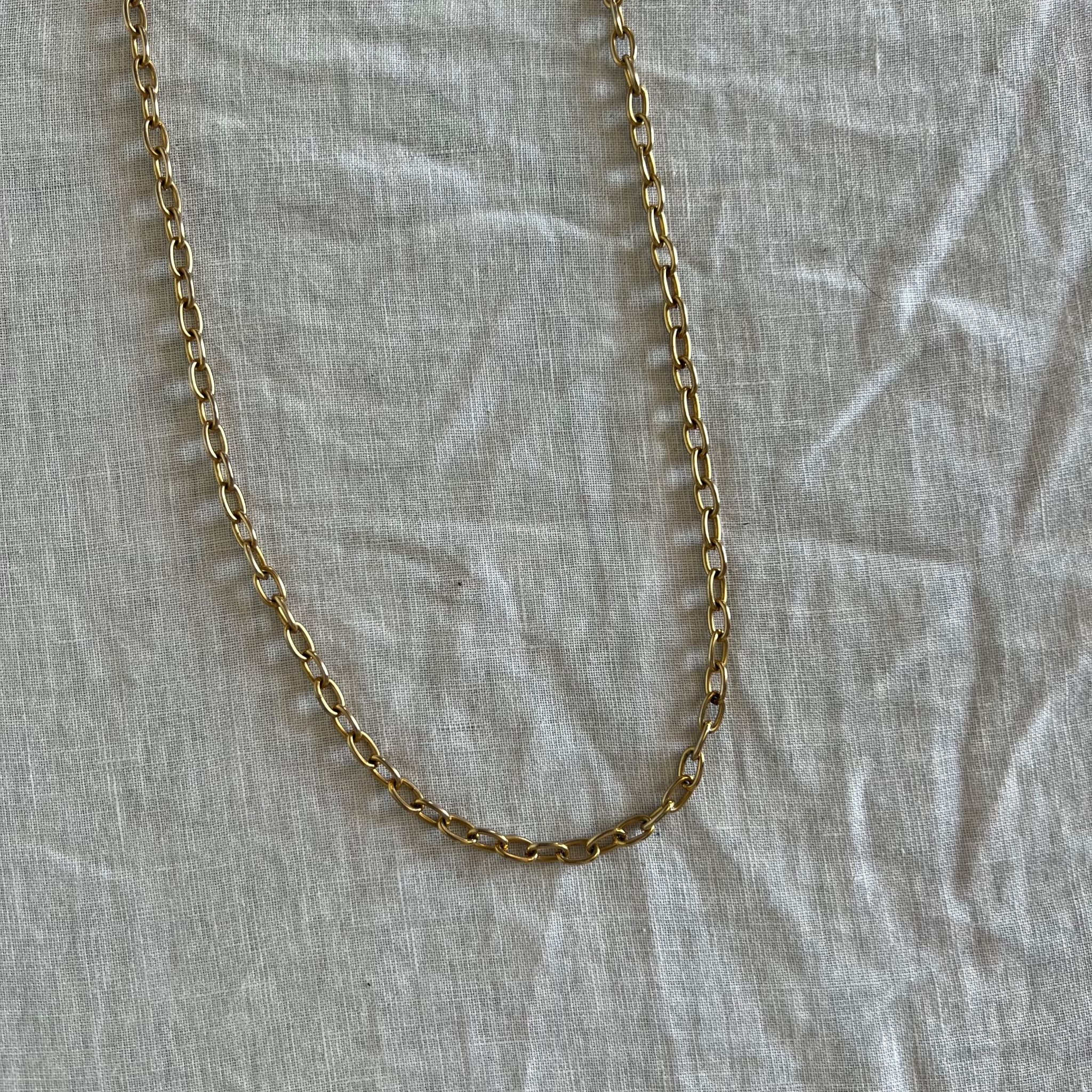 Gold Tone Oval Link Chain Necklace - Classic Minimalist Layering Piece — photo 2 of 4
