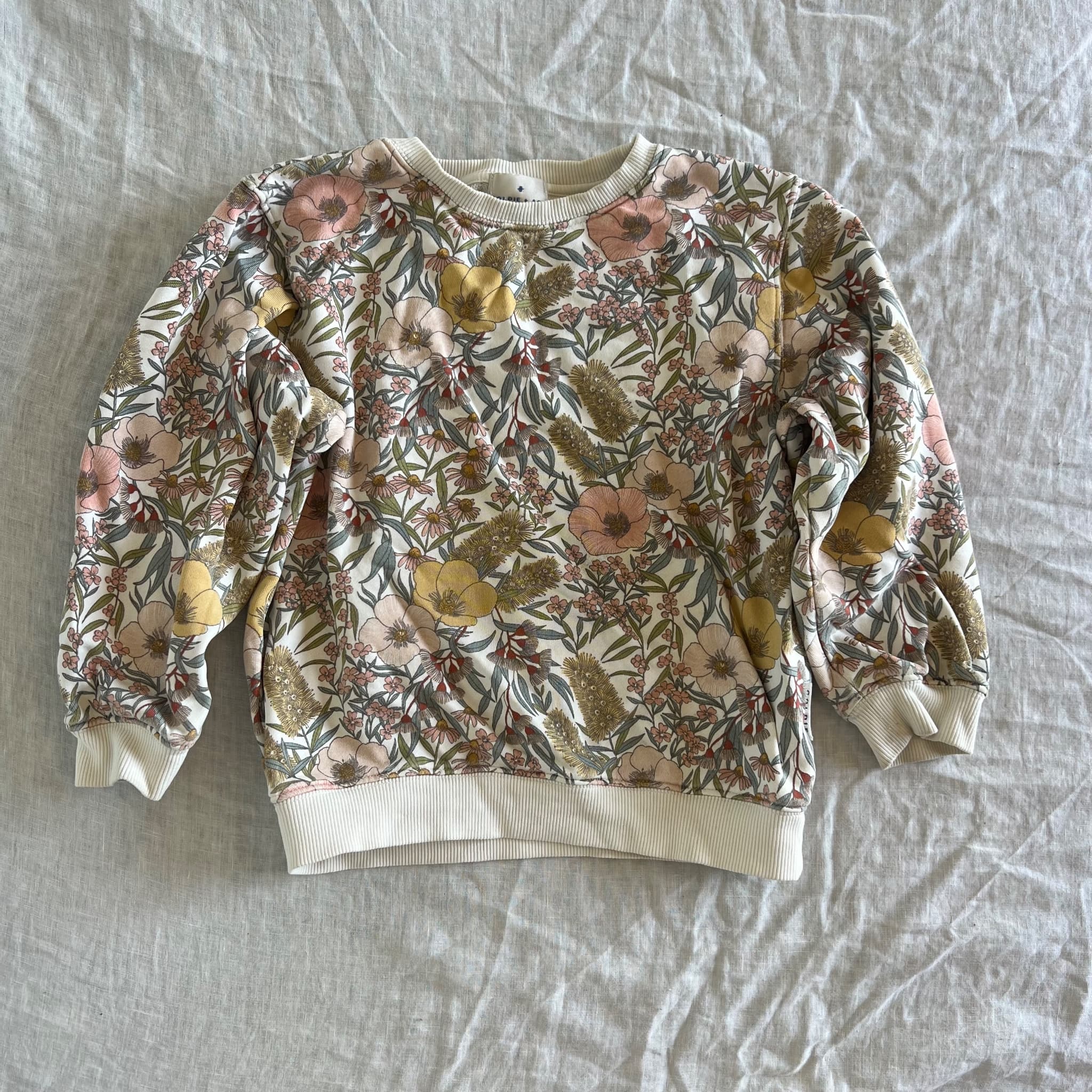 Goldie + Ace Size 6 Australian Native Botanical Floral Fleece Jumper Sweatshirt