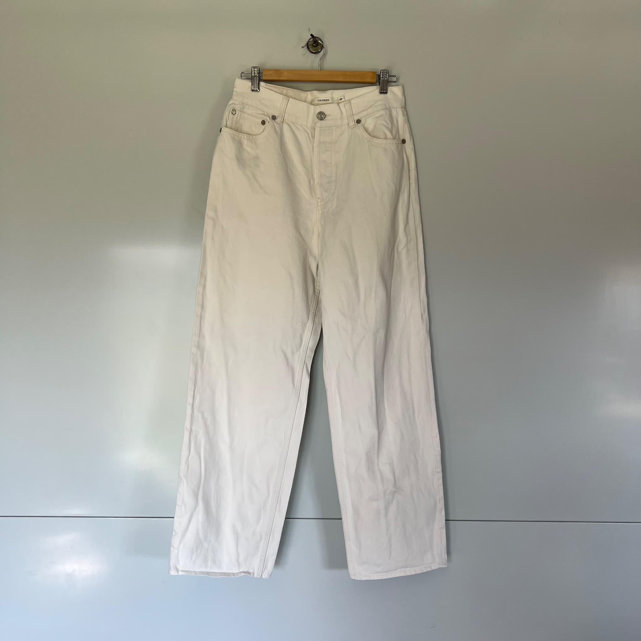 Hansen & Gretel Ryan Straight Leg Jean Size 29 Ecru Off White Cotton High Waist — photo 2 of 8
