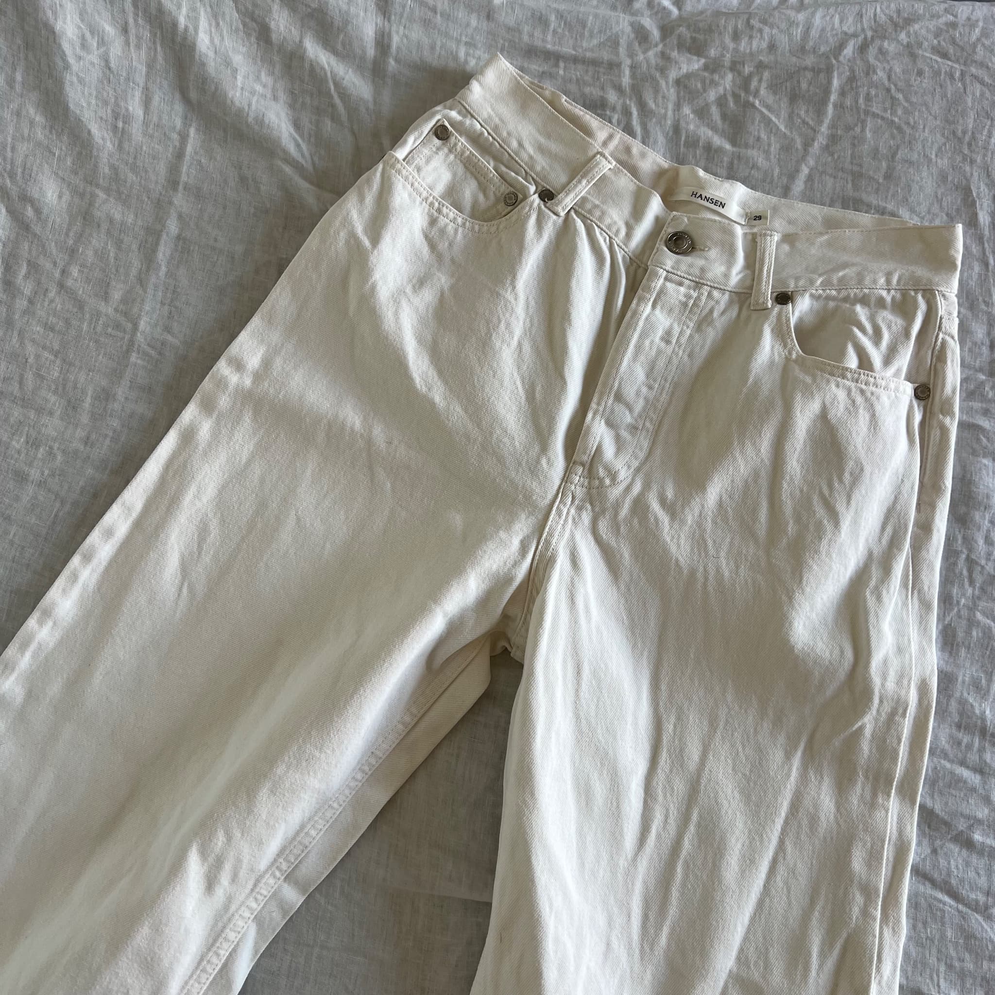 Hansen & Gretel Ryan Straight Leg Jean Size 29 Ecru Off White Cotton High Waist — photo 4 of 8