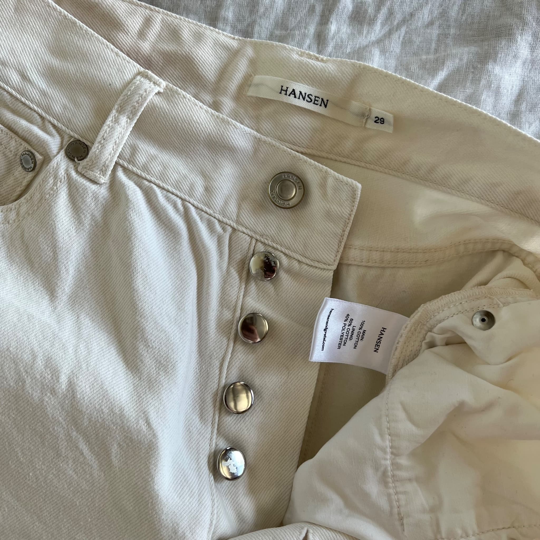 Hansen & Gretel Ryan Straight Leg Jean Size 29 Ecru Off White Cotton High Waist — photo 7 of 8