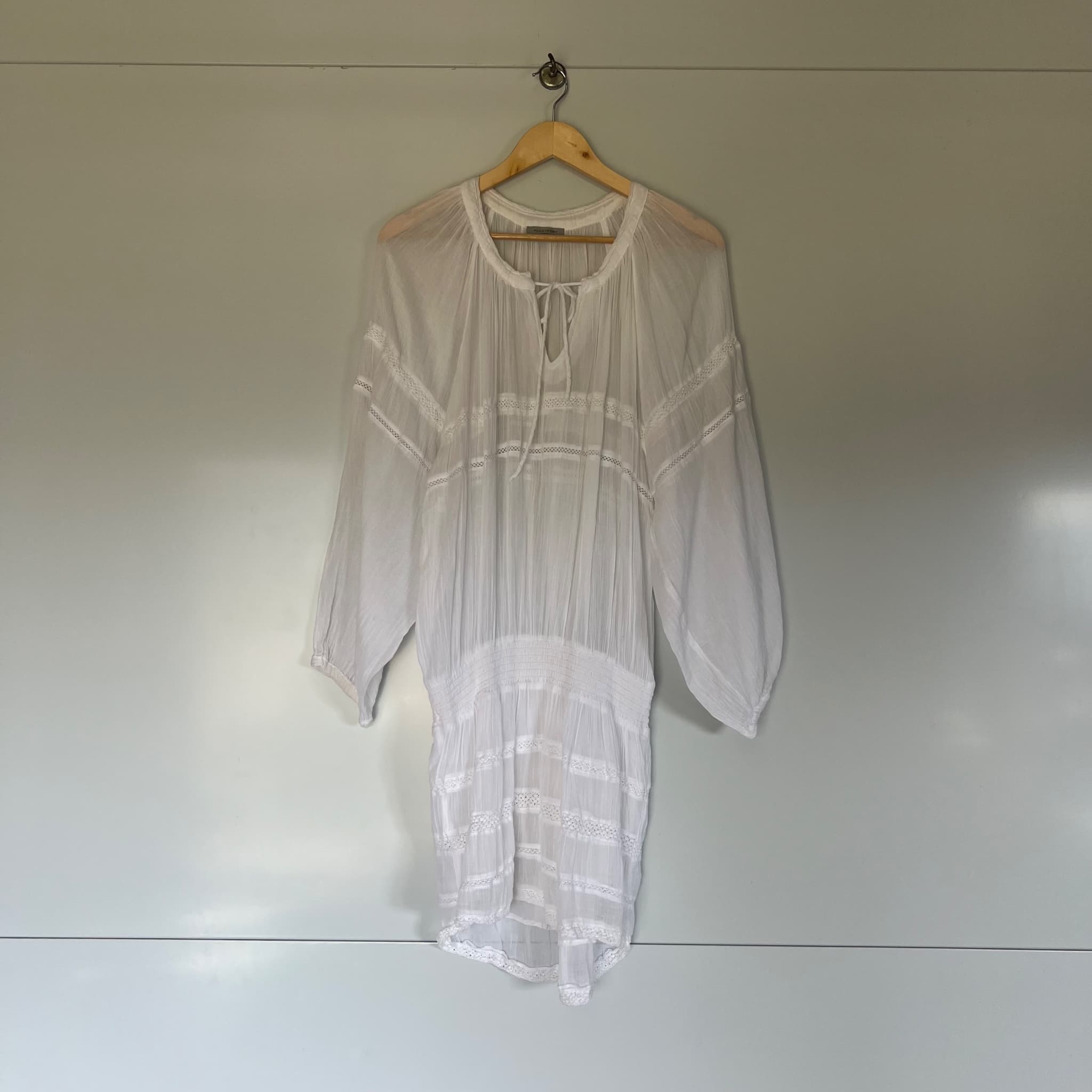 Hunkydory White Sheer Cotton Lace Tunic Dress (Size M) — photo 4 of 9