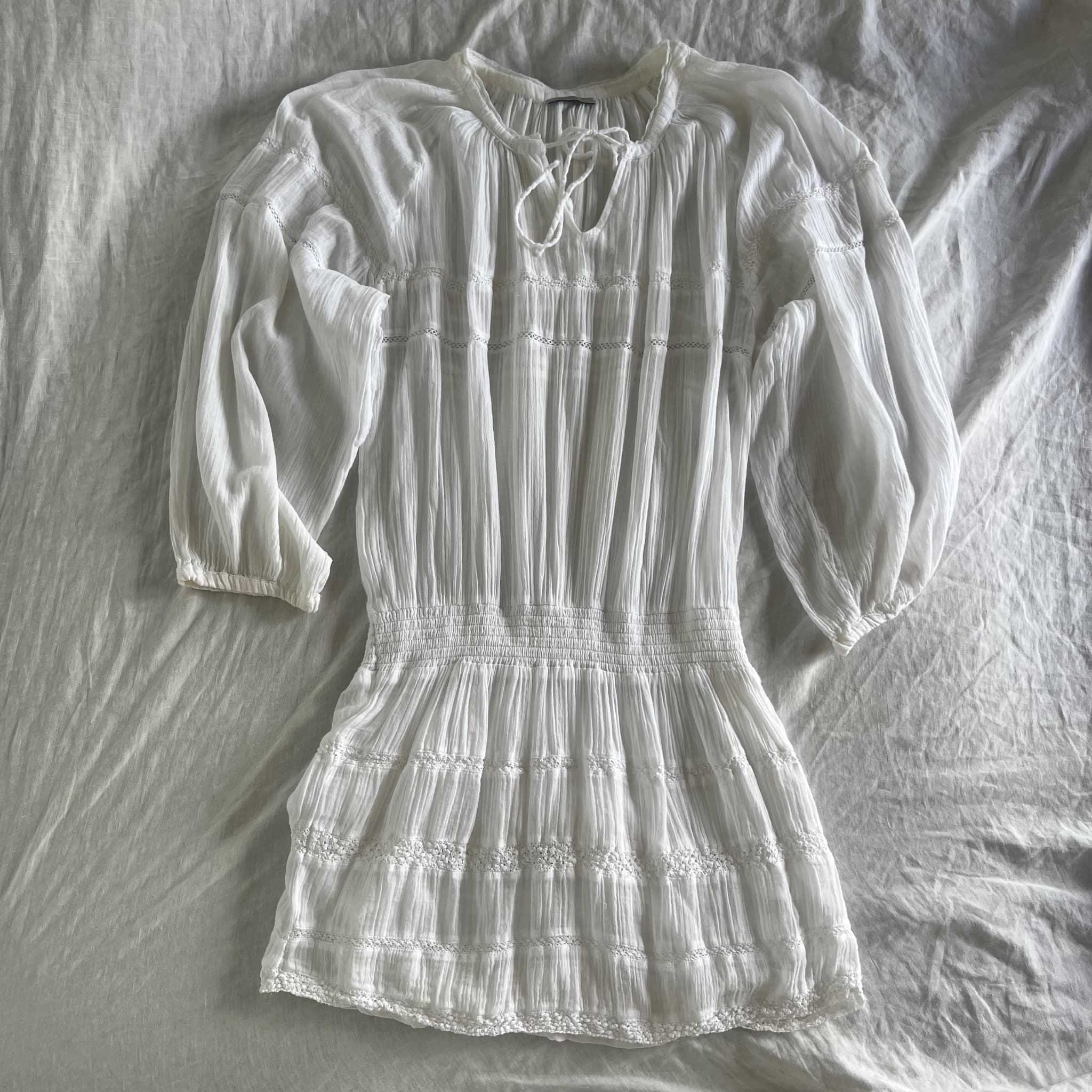 Hunkydory White Sheer Cotton Lace Tunic Dress (Size M) — photo 3 of 9