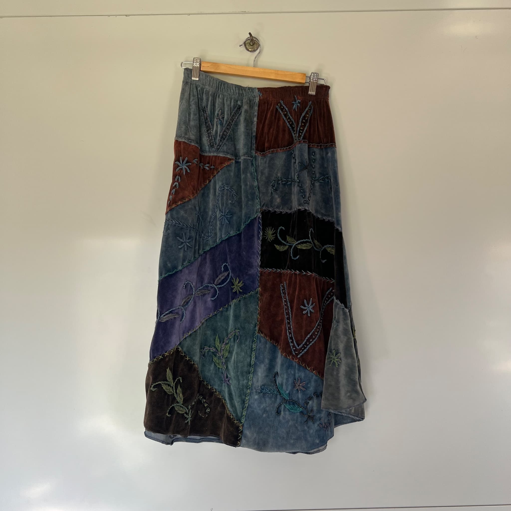 Incantation Vintage Patchwork Velvet Maxi Skirt M L Embroidered Boho Festival — photo 3 of 8