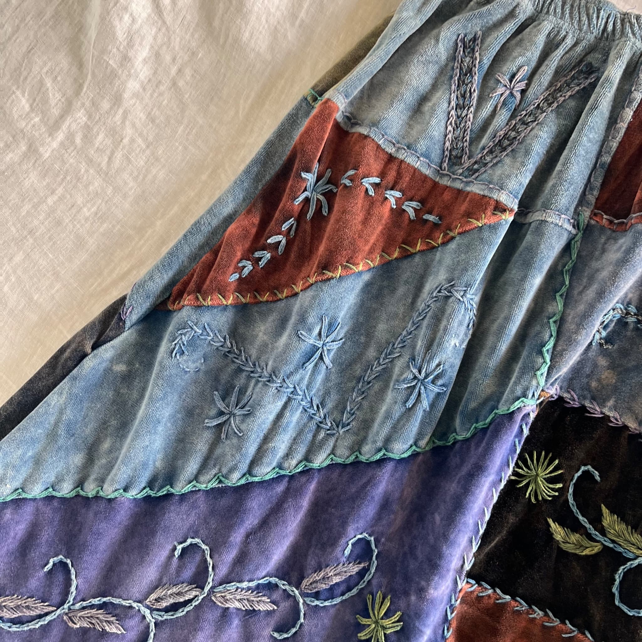 Incantation Vintage Patchwork Velvet Maxi Skirt M L Embroidered Boho Festival — photo 8 of 8