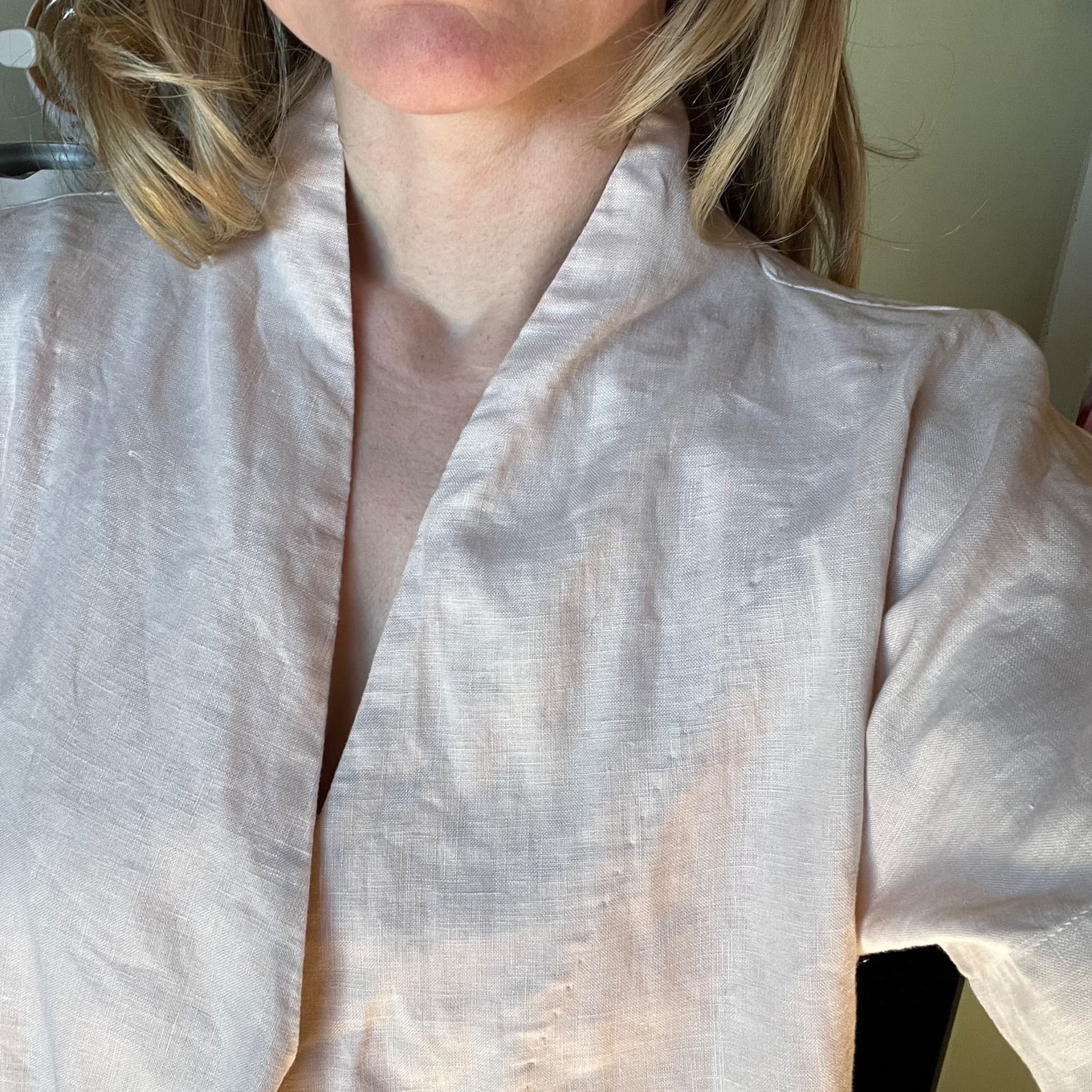 Lilya Women's 100% Linen Boxy Top - Beige Short Sleeve Blouse — photo 8 of 9