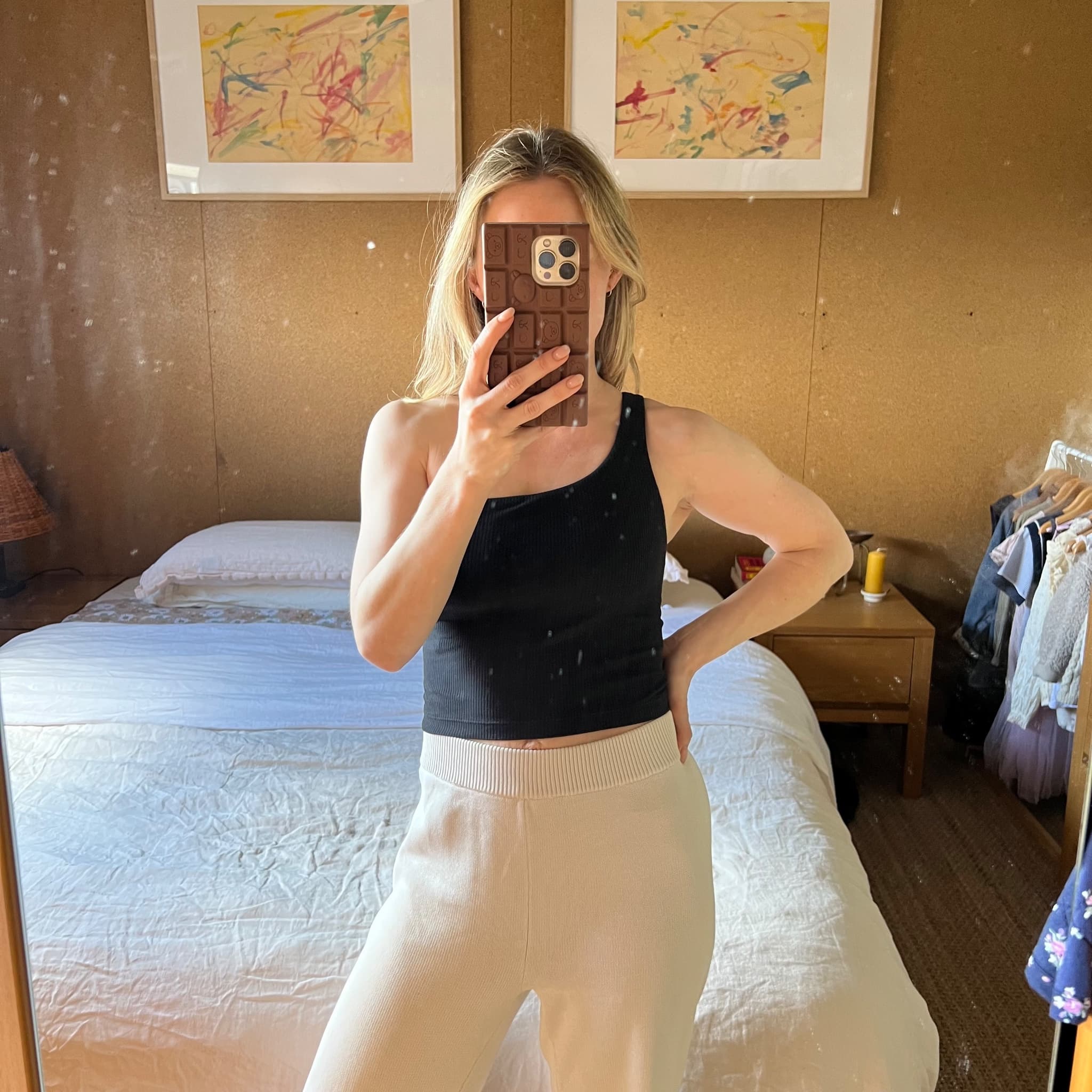 Lululemon Black Ribbed One Shoulder Tank Top Size 4 AU 8 Asymmetric Crop Bra — photo 5 of 7