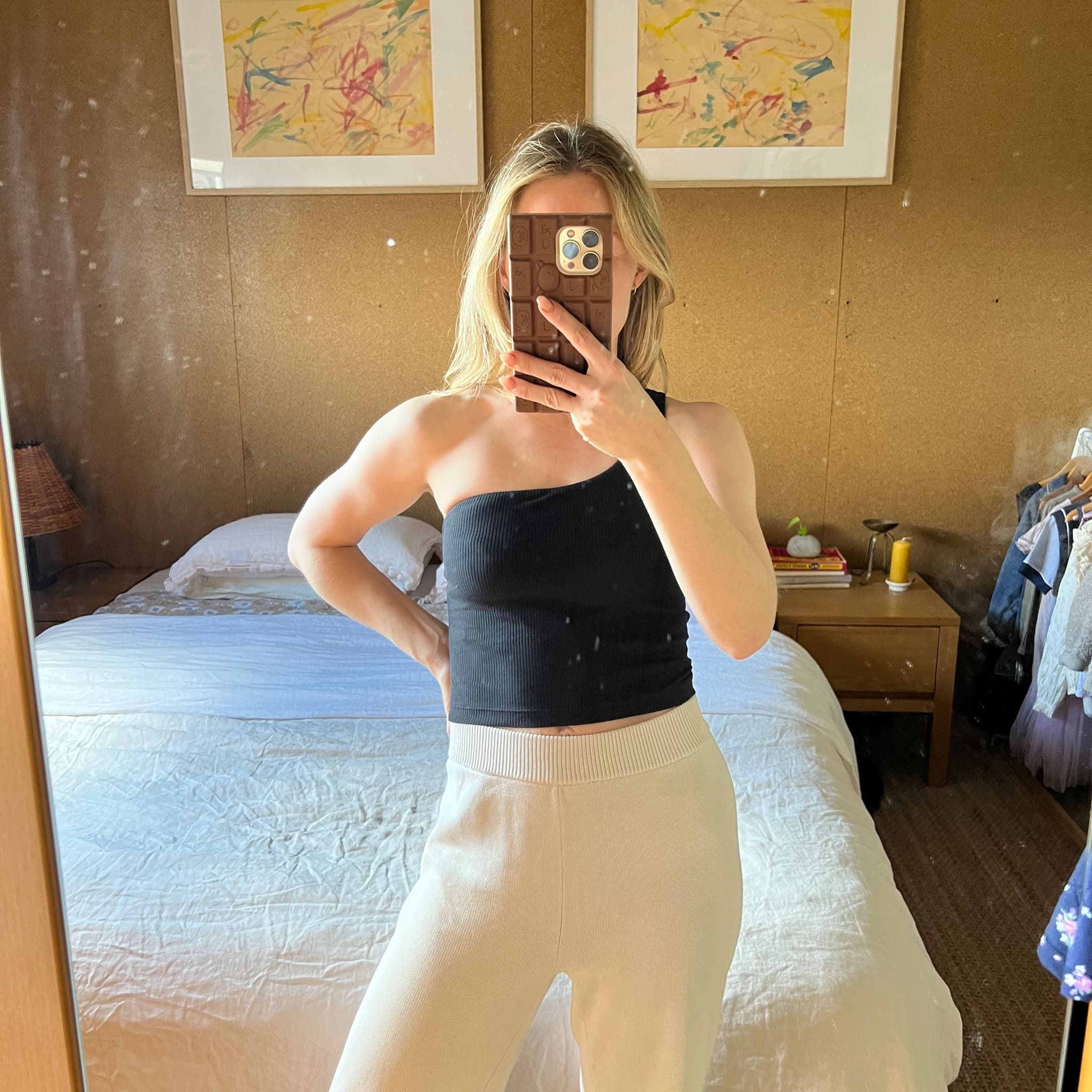 Lululemon Black Ribbed One Shoulder Tank Top Size 4 AU 8 Asymmetric Crop Bra — photo 6 of 7