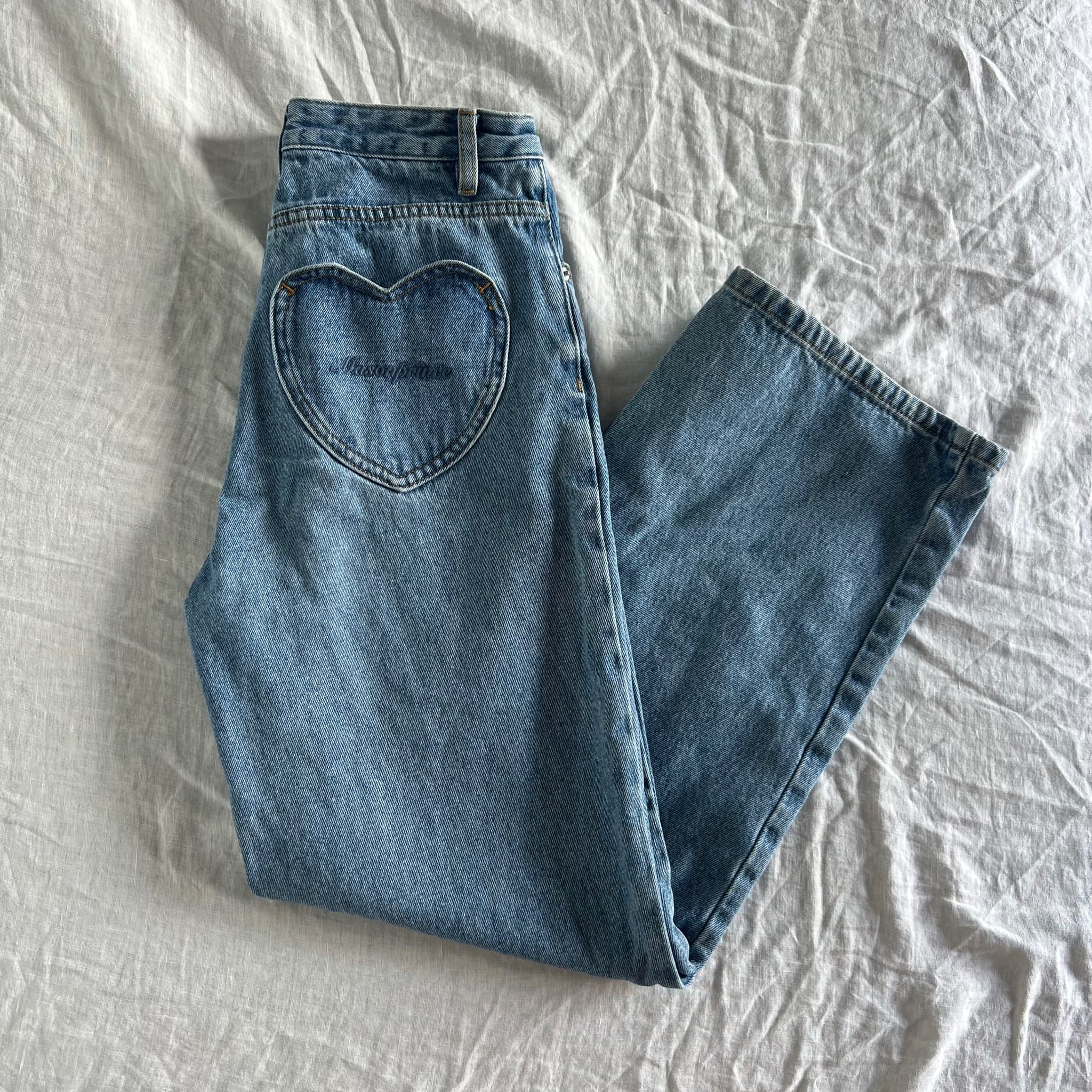 MASONPRINCE MP Studios Heart Pocket Straight Jeans Size 8-10 Fits W26 Y2K Street — photo 1 of 10