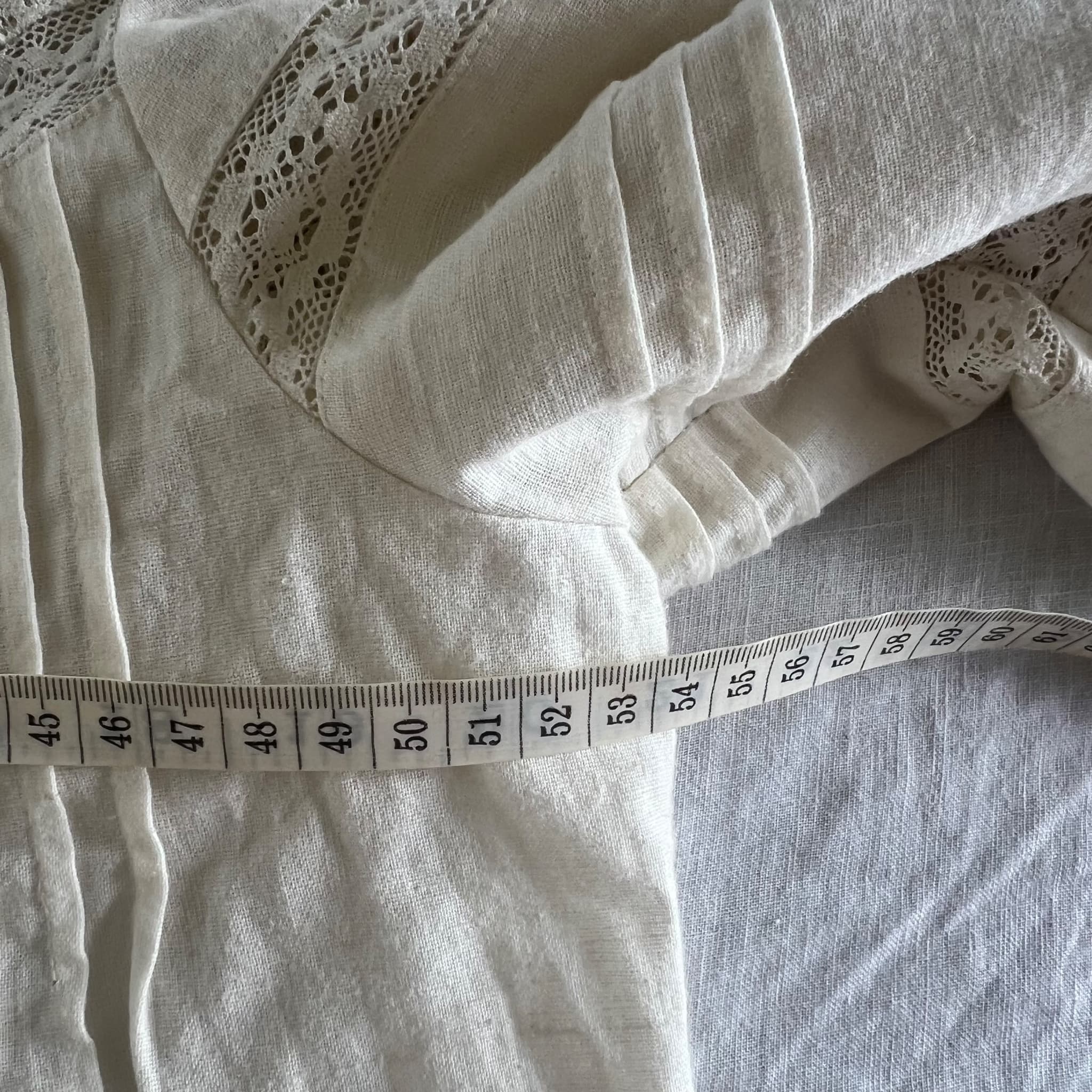 MOS The Label Cream Loom Blouse Cotton Linen Lace Pintuck Top (Size 12) — photo 5 of 8