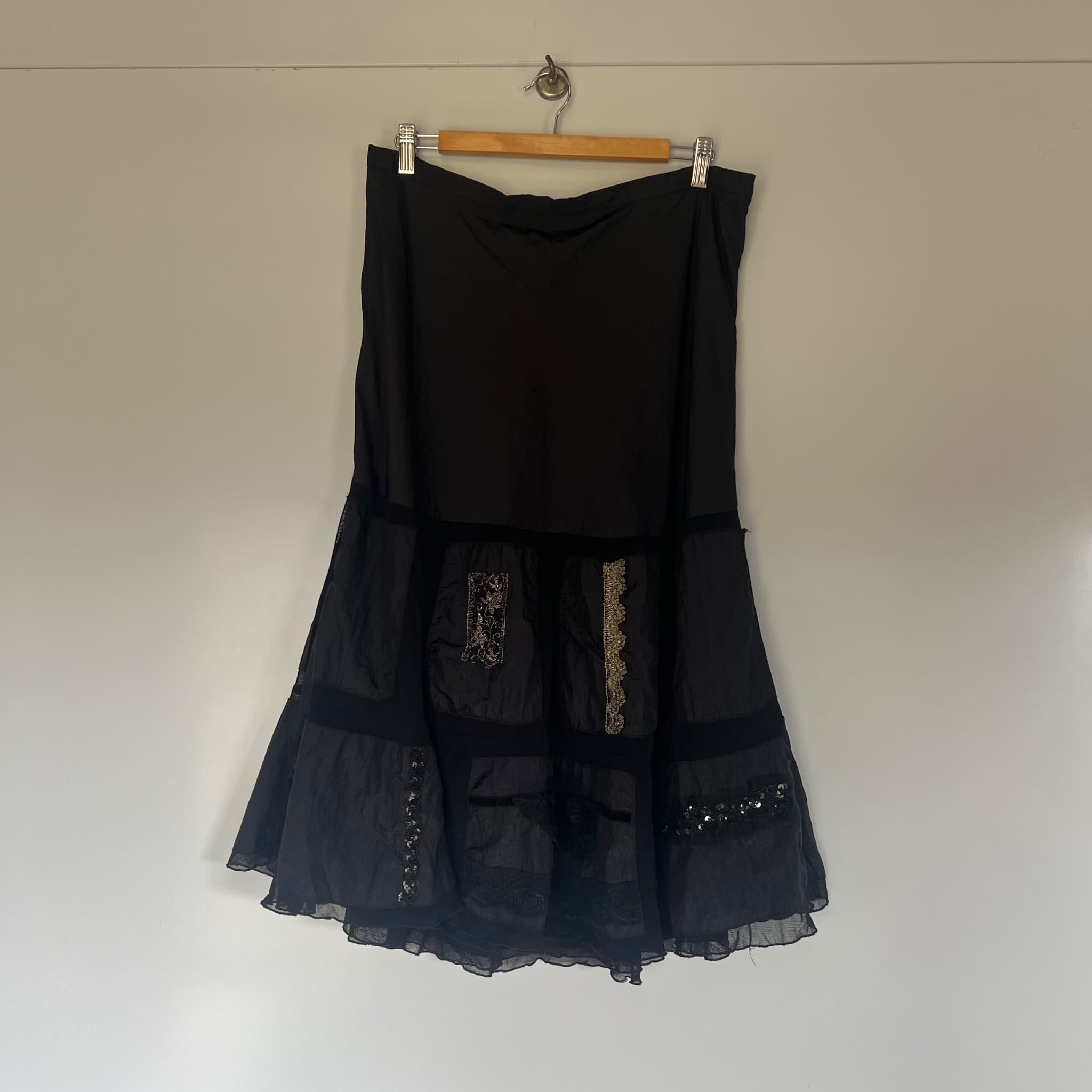 Net Girl Y2K Fairy Grunge Black Patchwork Midi Skirt (Size 16) — photo 2 of 8