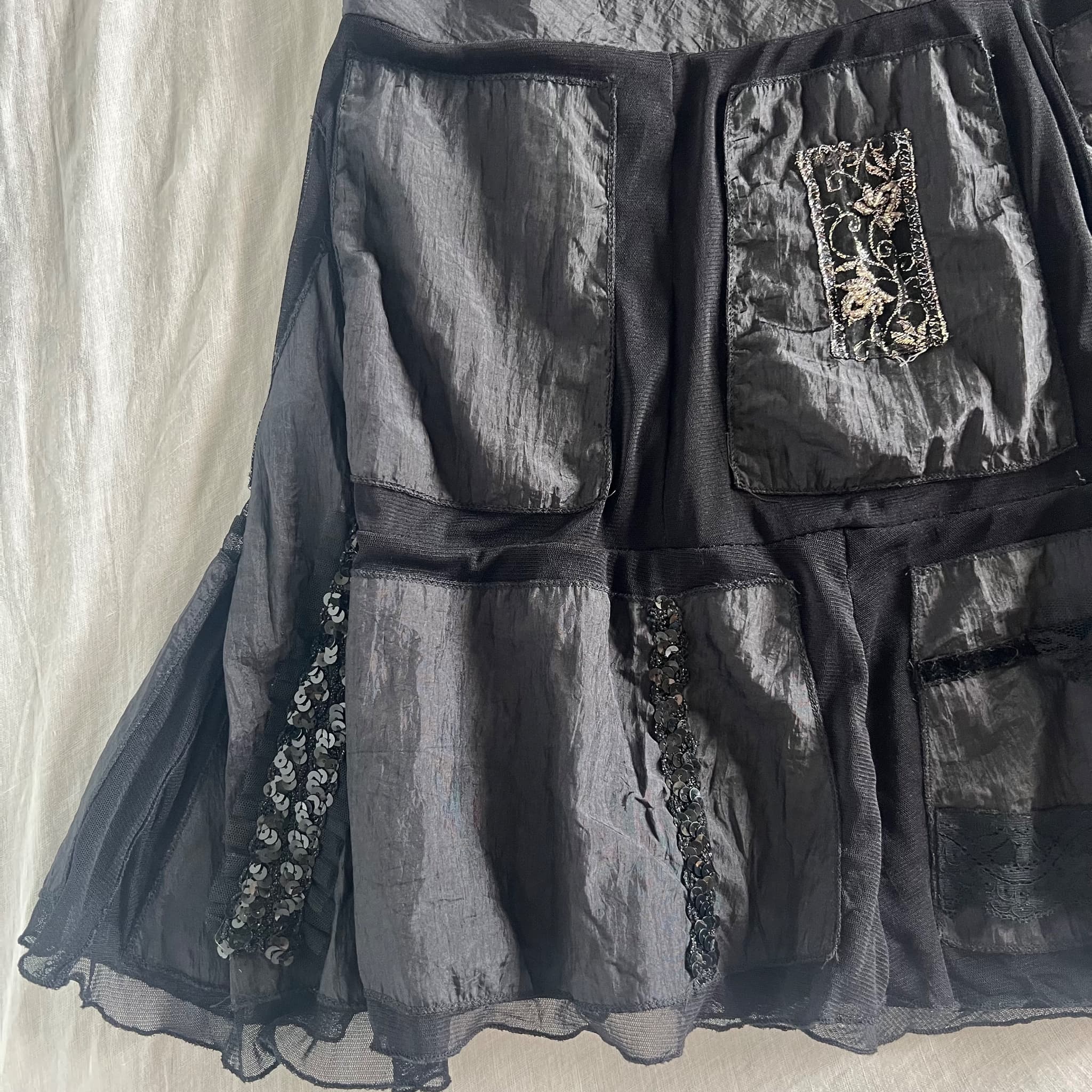 Net Girl Y2K Fairy Grunge Black Patchwork Midi Skirt (Size 16) — photo 4 of 8