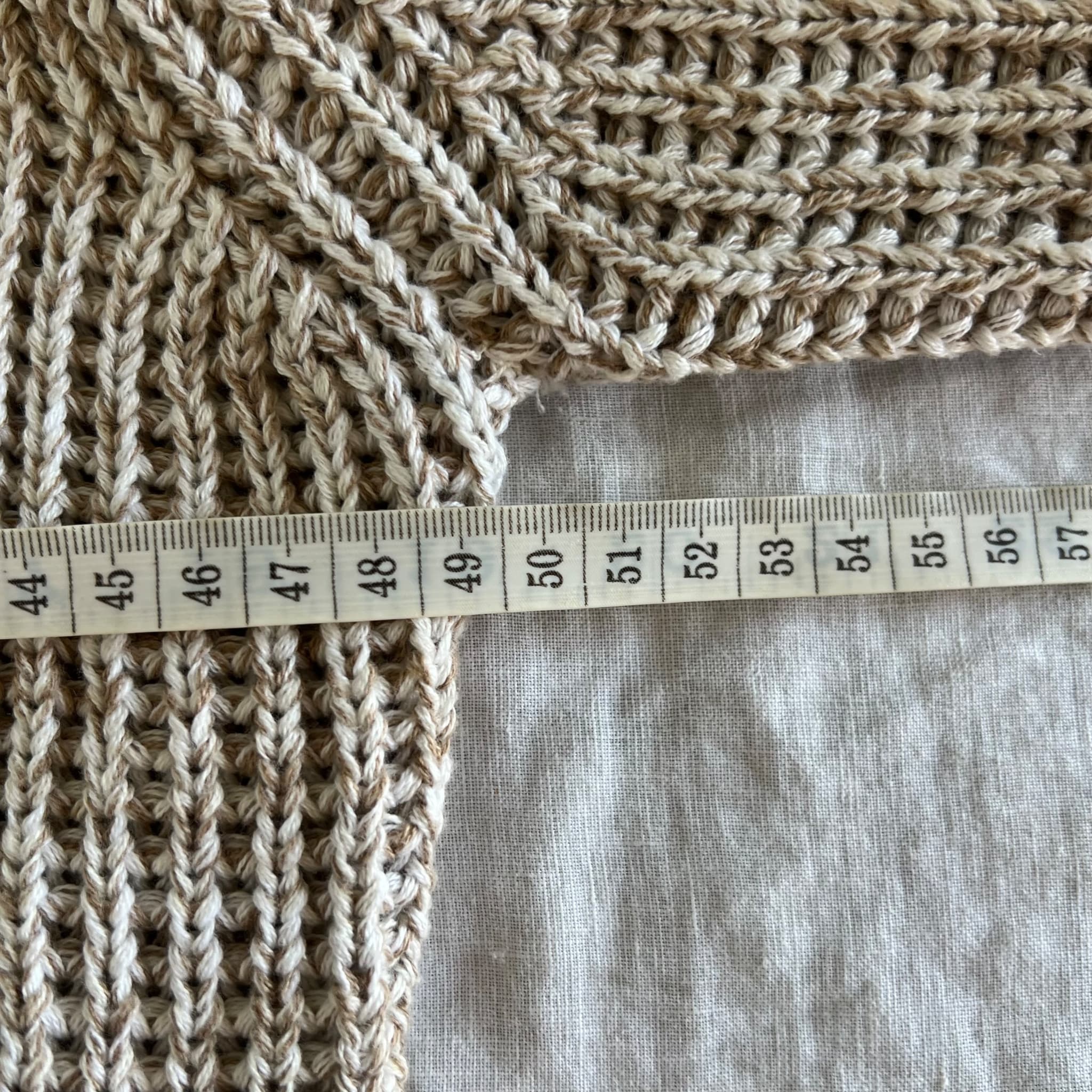 Nice Martin Size 10 Oversized Beige Cotton Knit Tunic Mini Dress Tassel Fringe — photo 4 of 8