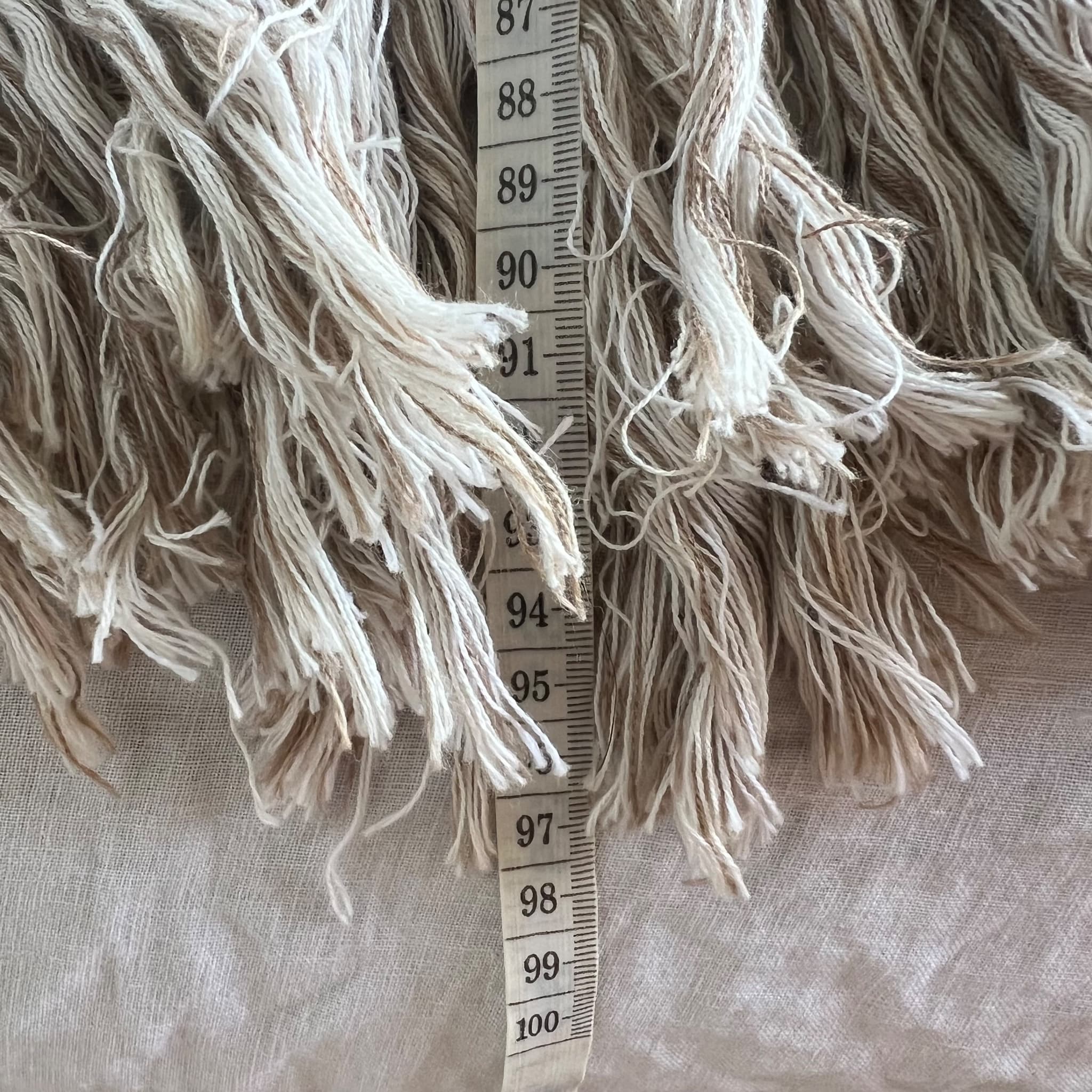 Nice Martin Size 10 Oversized Beige Cotton Knit Tunic Mini Dress Tassel Fringe — photo 5 of 8