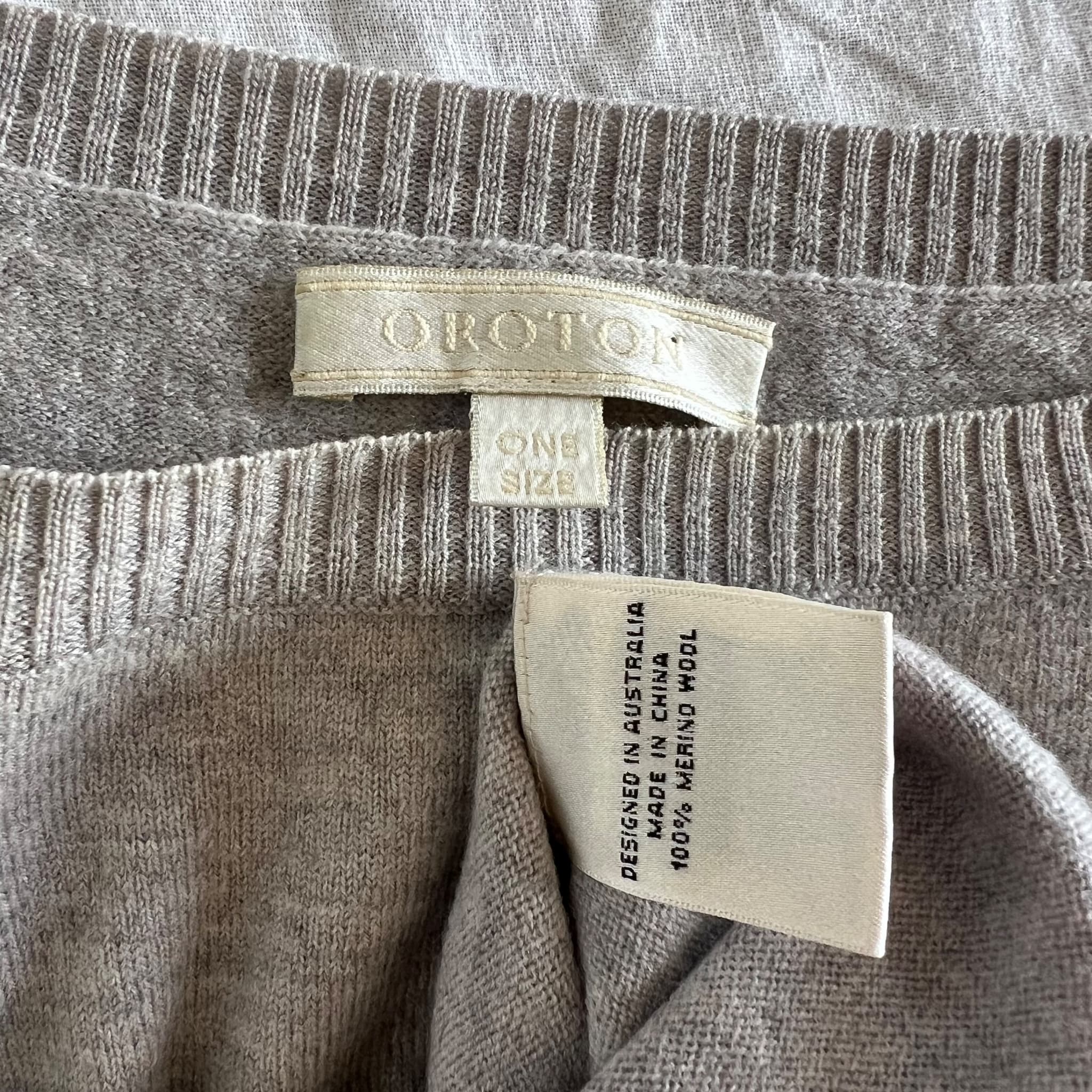 Oroton 100% Merino Wool Sweater Grey High-Low Hem Pullover — photo 5 of 11