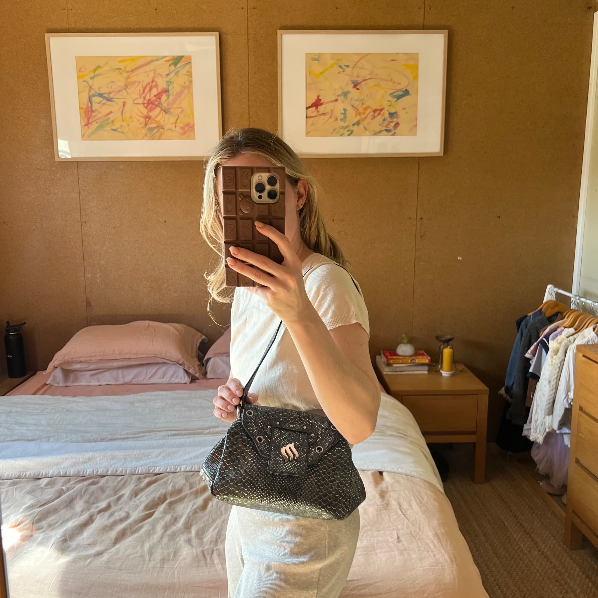 Plastic Shoulder Bag - Black Snake Print Handbag — photo 8 of 8