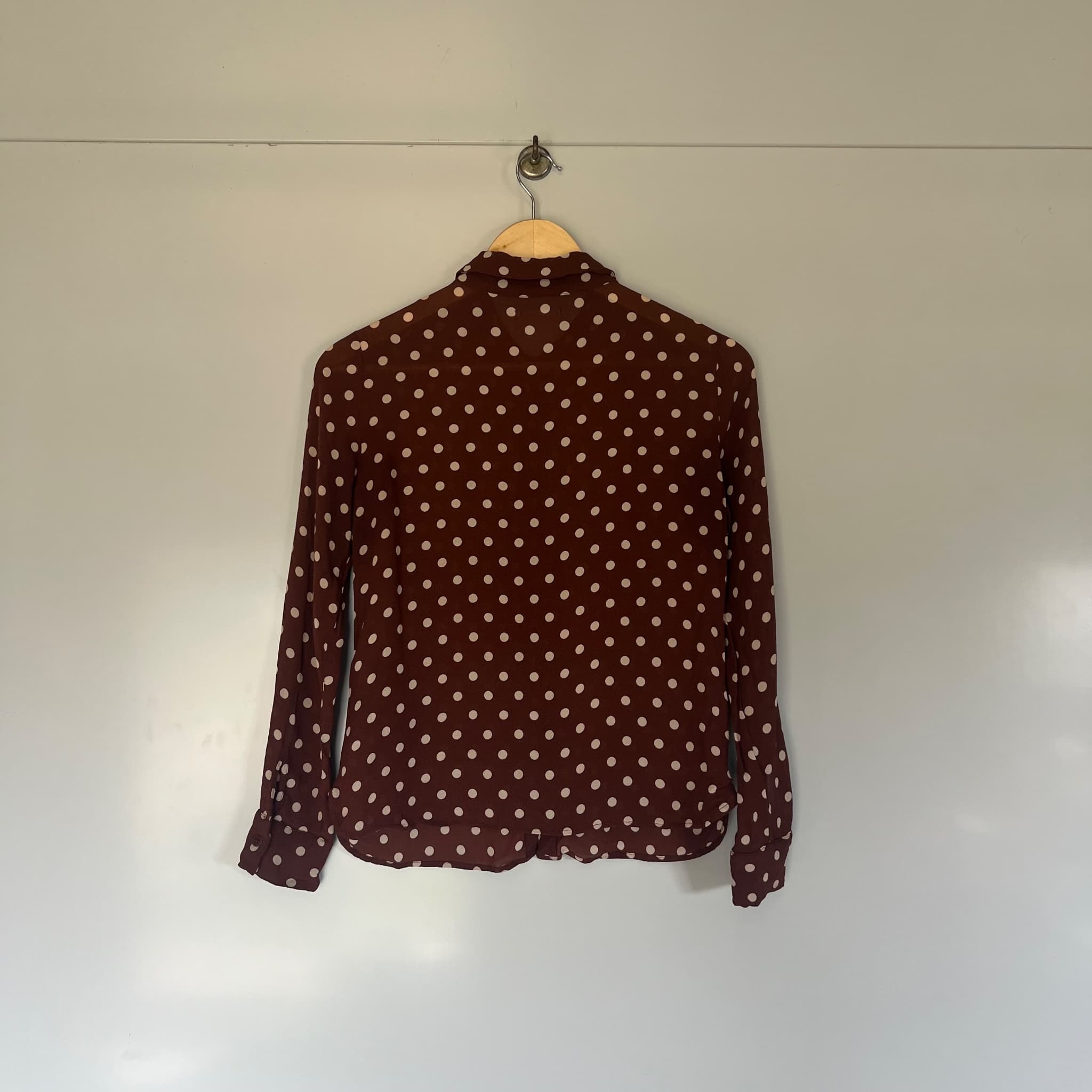Reformation Brown Polka Dot Button-Down Shirt (Size S) — photo 3 of 7