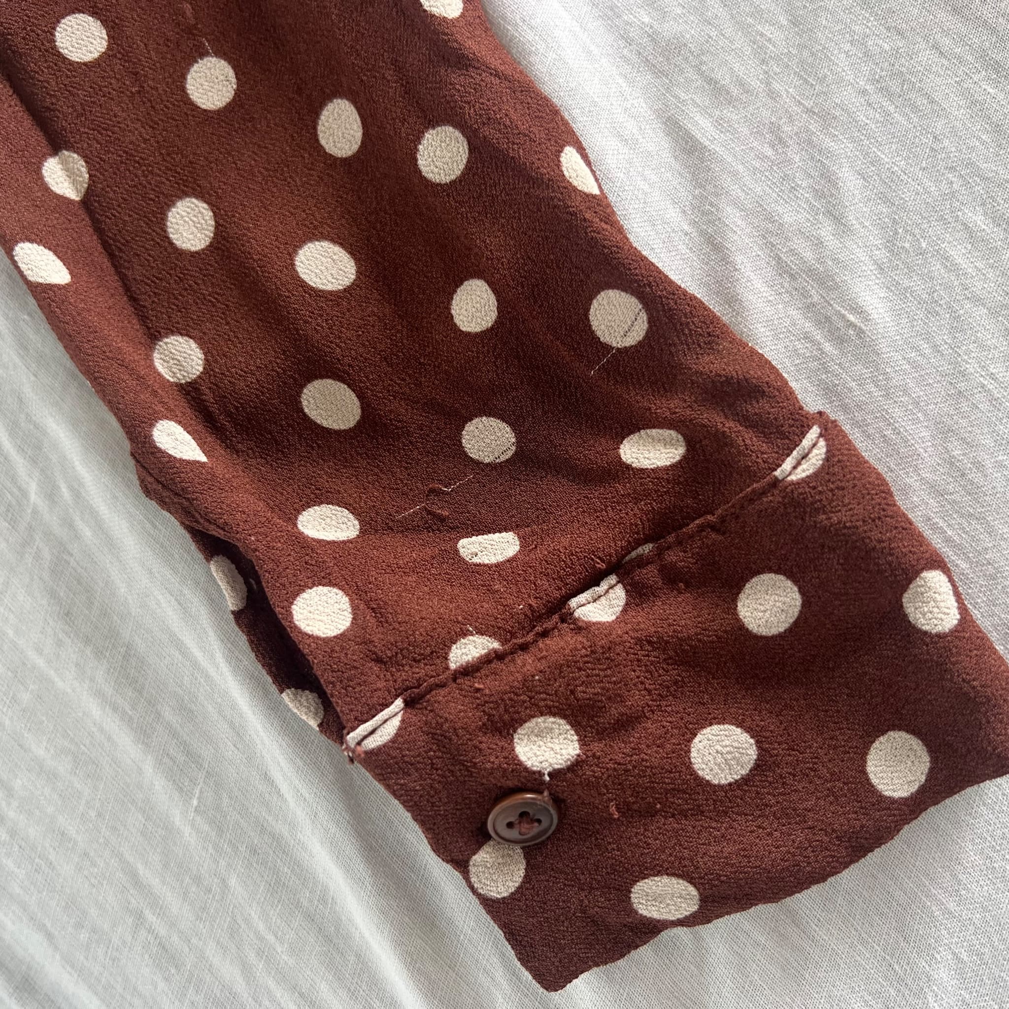 Reformation Brown Polka Dot Button-Down Shirt (Size S) — photo 4 of 7