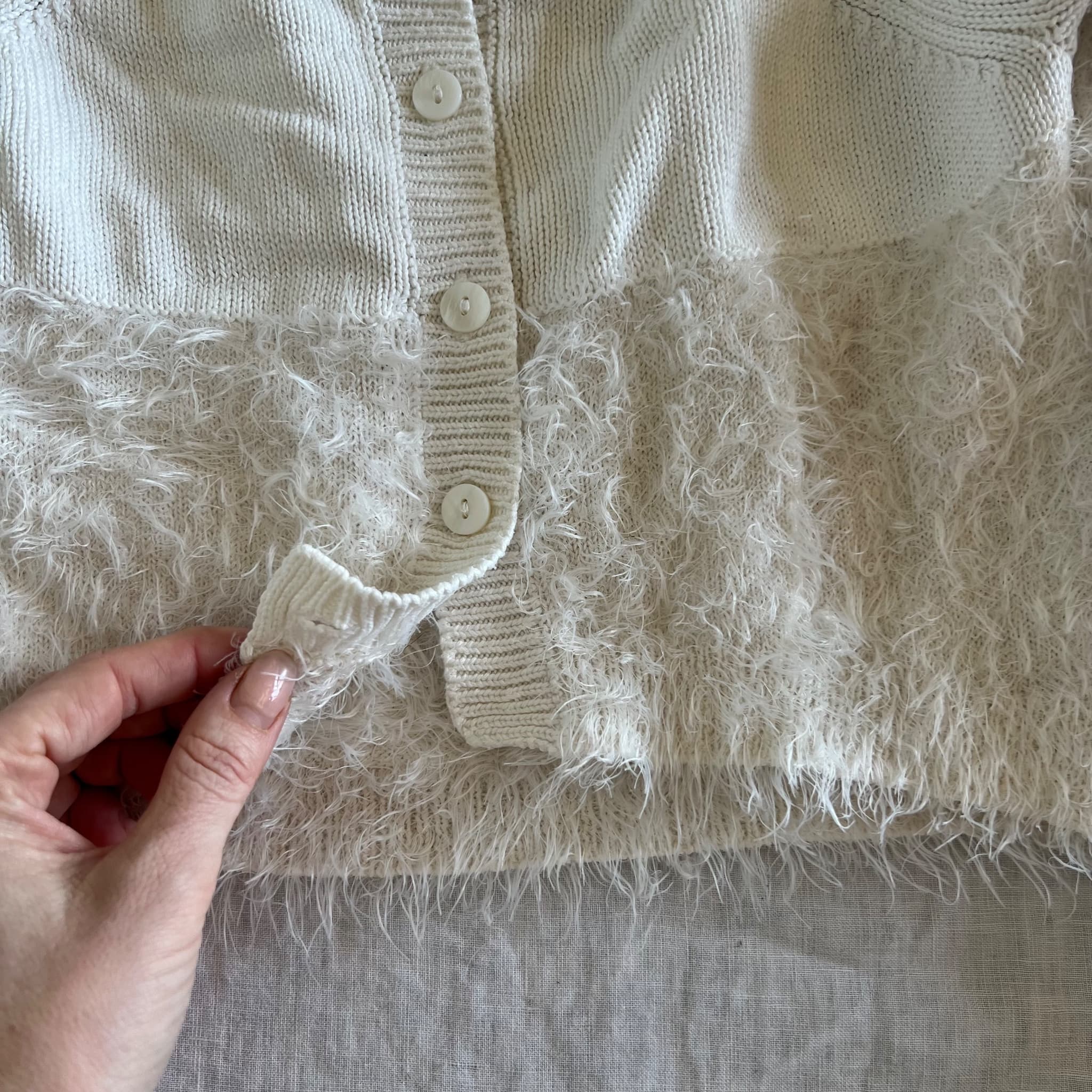 Tahlia By Minihaha Cream Fuzzy Cardigan - Shaggy Texture Girls Size 7 — photo 3 of 6