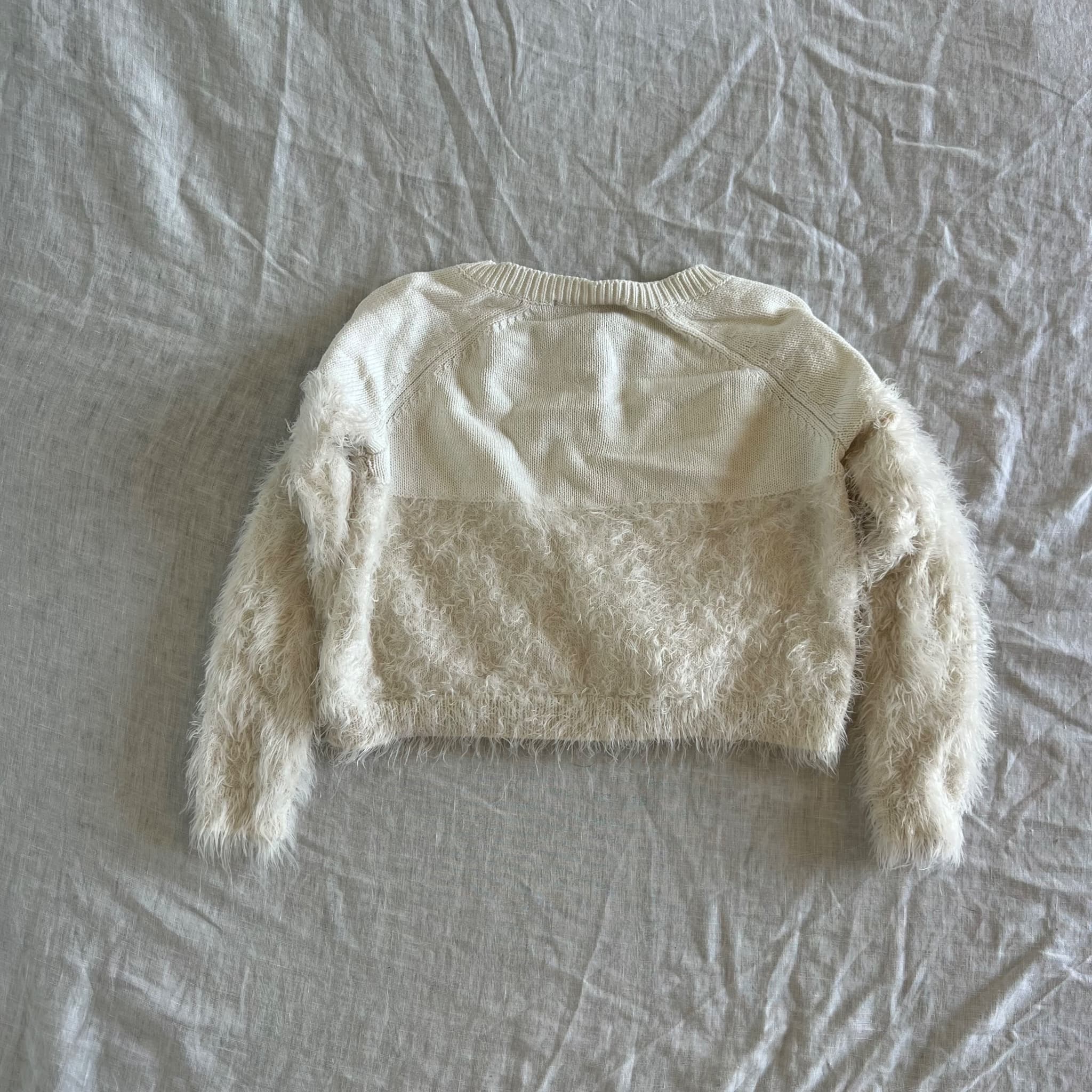 Tahlia By Minihaha Cream Fuzzy Cardigan - Shaggy Texture Girls Size 7 — photo 6 of 6