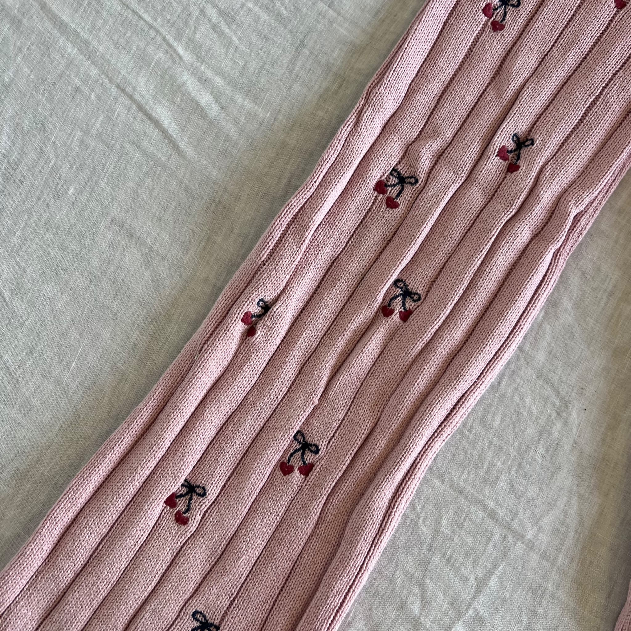 Target Girls Size 6 Pink Ribbed Knit Flare Pants Cherry Bow Embroidered Trousers — photo 2 of 6
