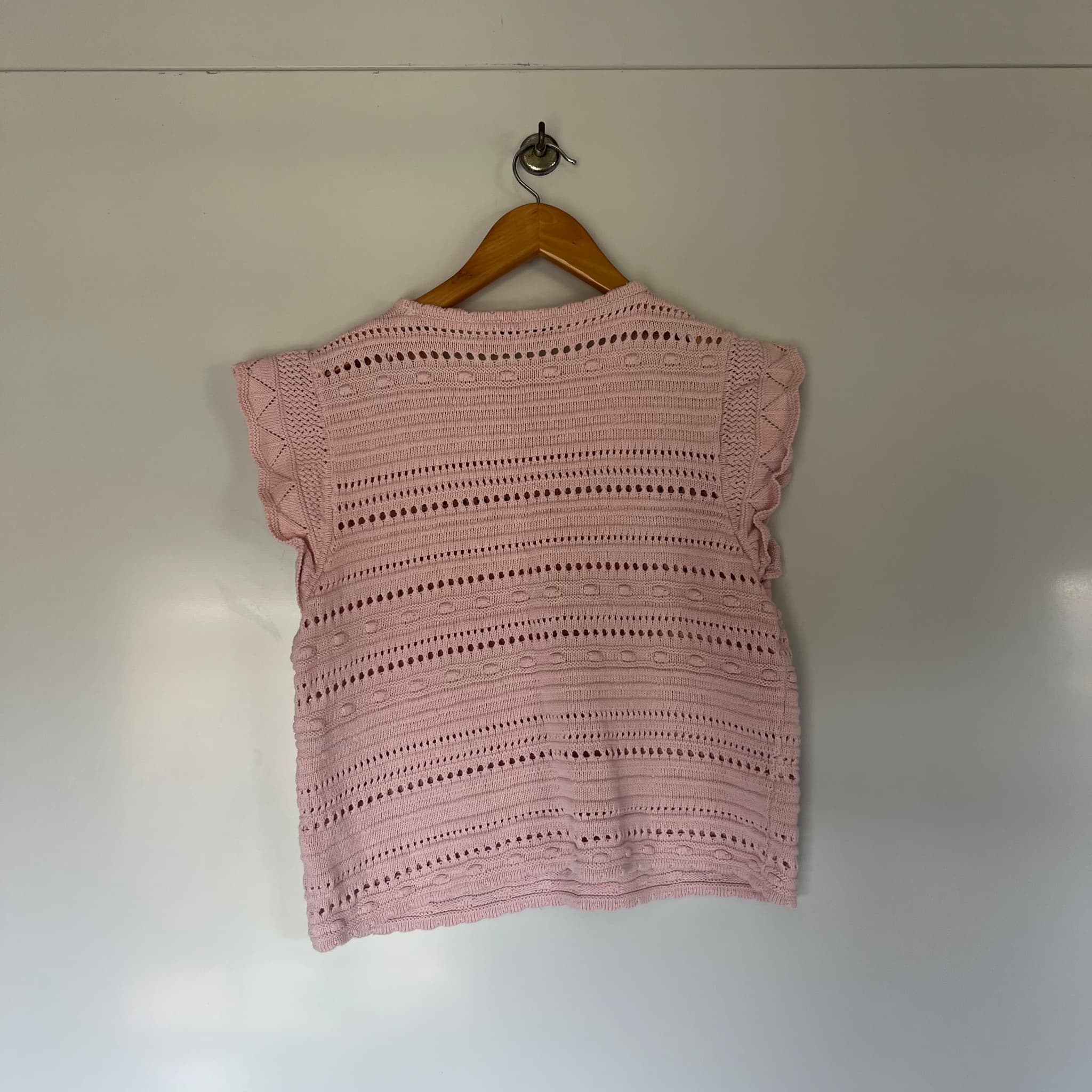 Target Petites Pink Knit Ruffle Sleeve Top Size 12P Cotton Blouse — photo 5 of 10