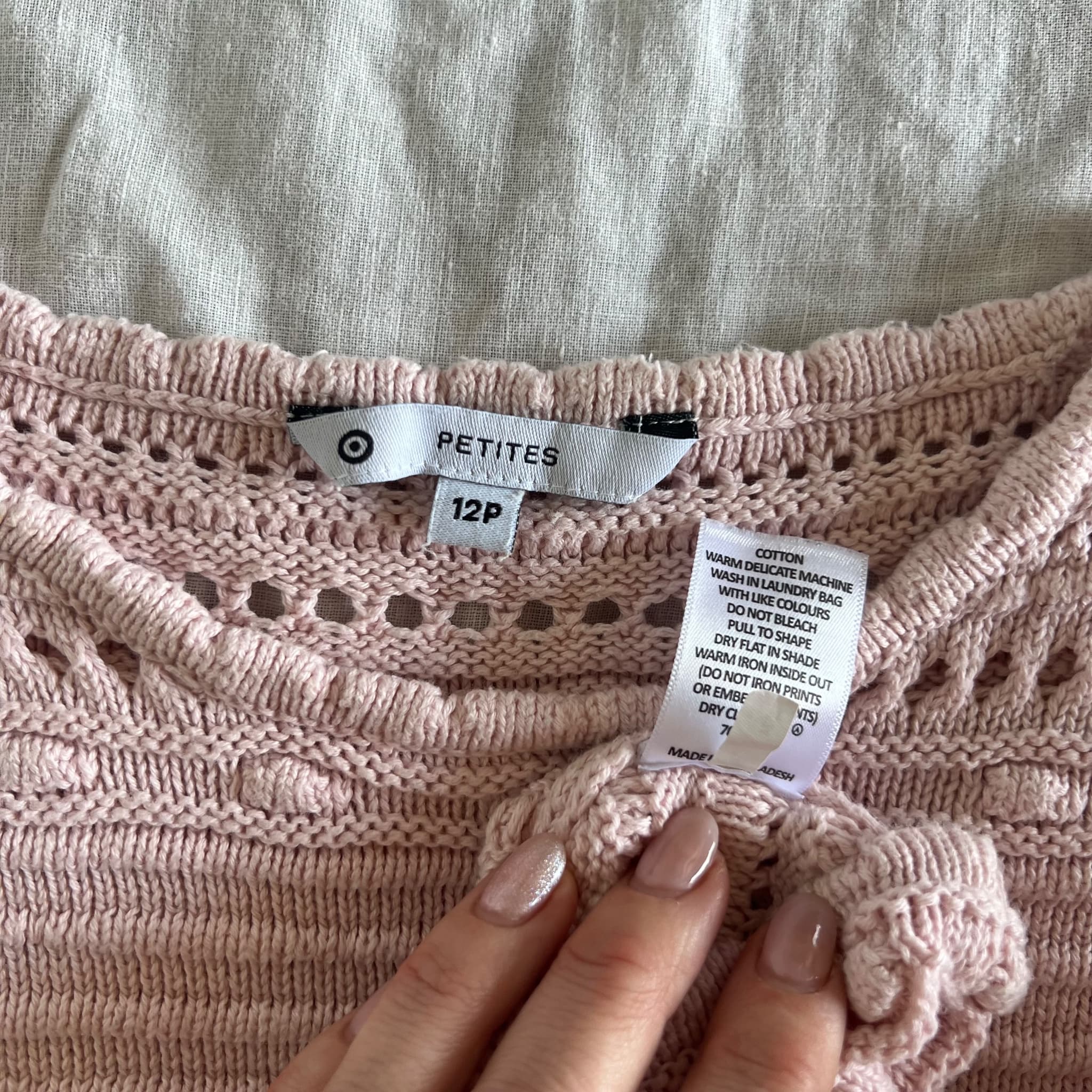 Target Petites Pink Knit Ruffle Sleeve Top Size 12P Cotton Blouse — photo 4 of 10