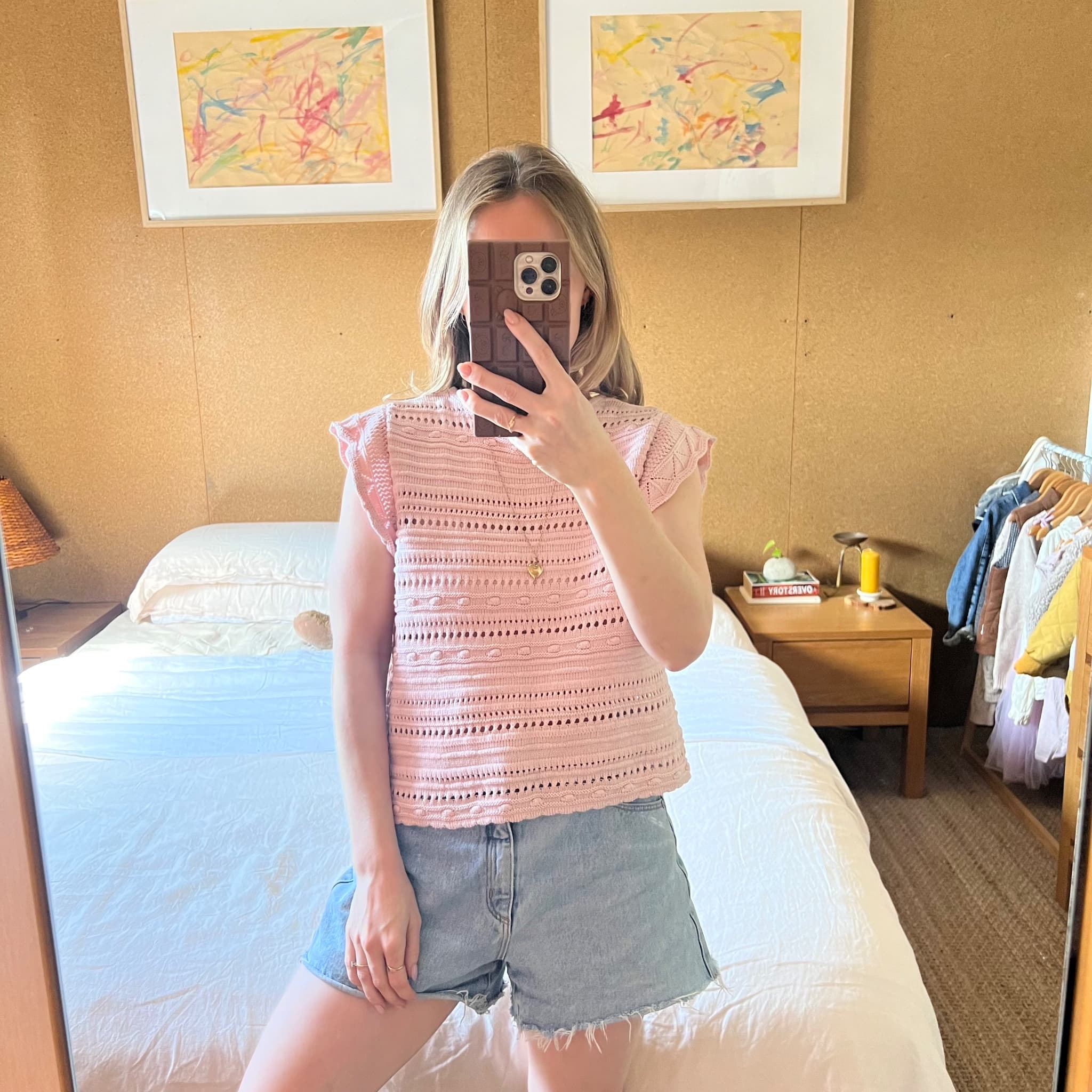 Target Petites Pink Knit Ruffle Sleeve Top Size 12P Cotton Blouse — photo 8 of 10