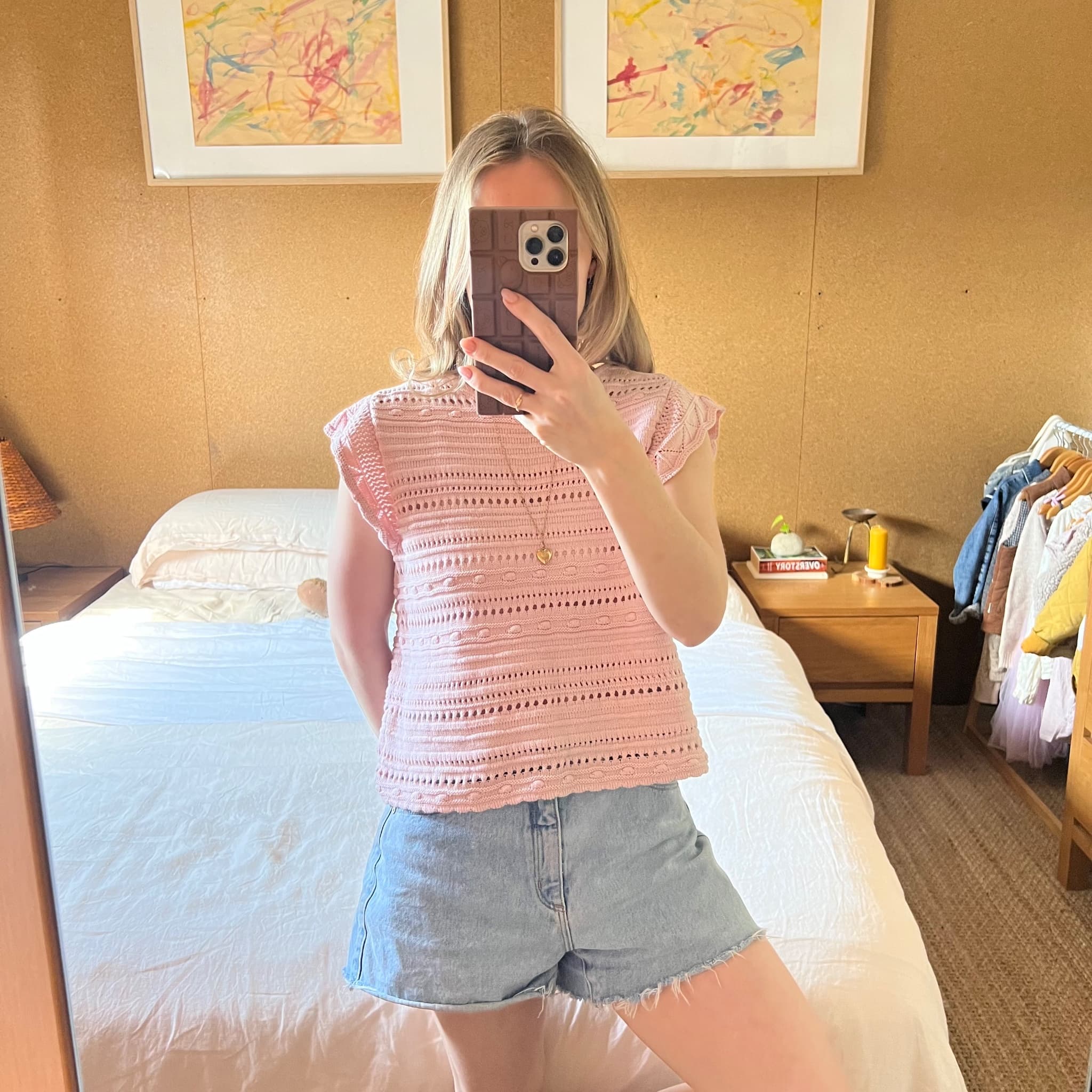 Target Petites Pink Knit Ruffle Sleeve Top Size 12P Cotton Blouse — photo 1 of 10