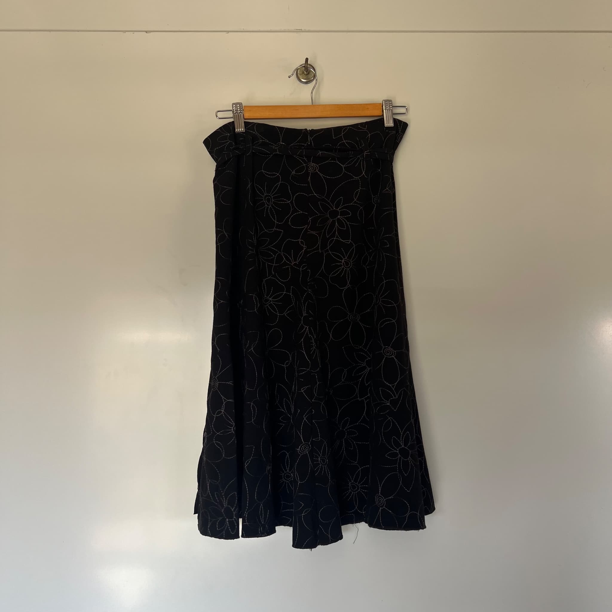 Target Vintage Y2K Black Floral Stitched Belted Midi Skirt (Size 8) — photo 2 of 11