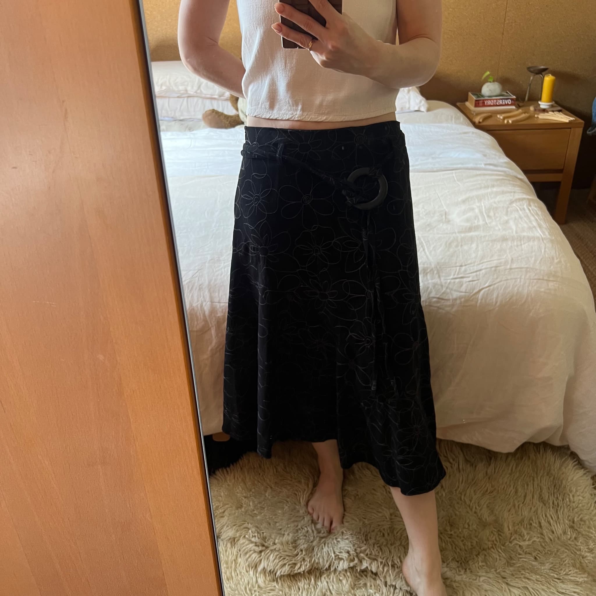 Target Vintage Y2K Black Floral Stitched Belted Midi Skirt (Size 8) — photo 11 of 11