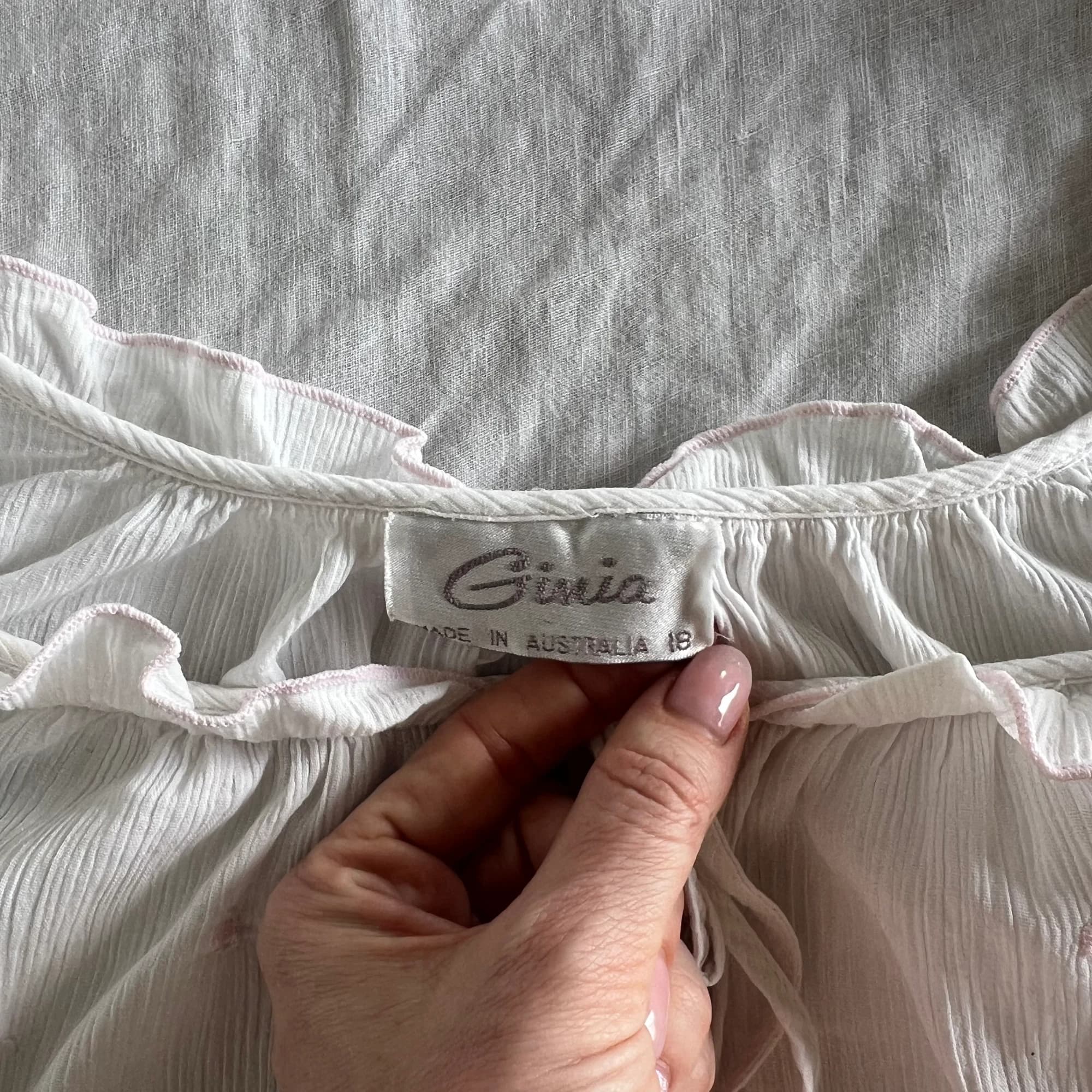 Vintage Ginia White Cotton Ruffle Nightgown (Size 16) — photo 8 of 11