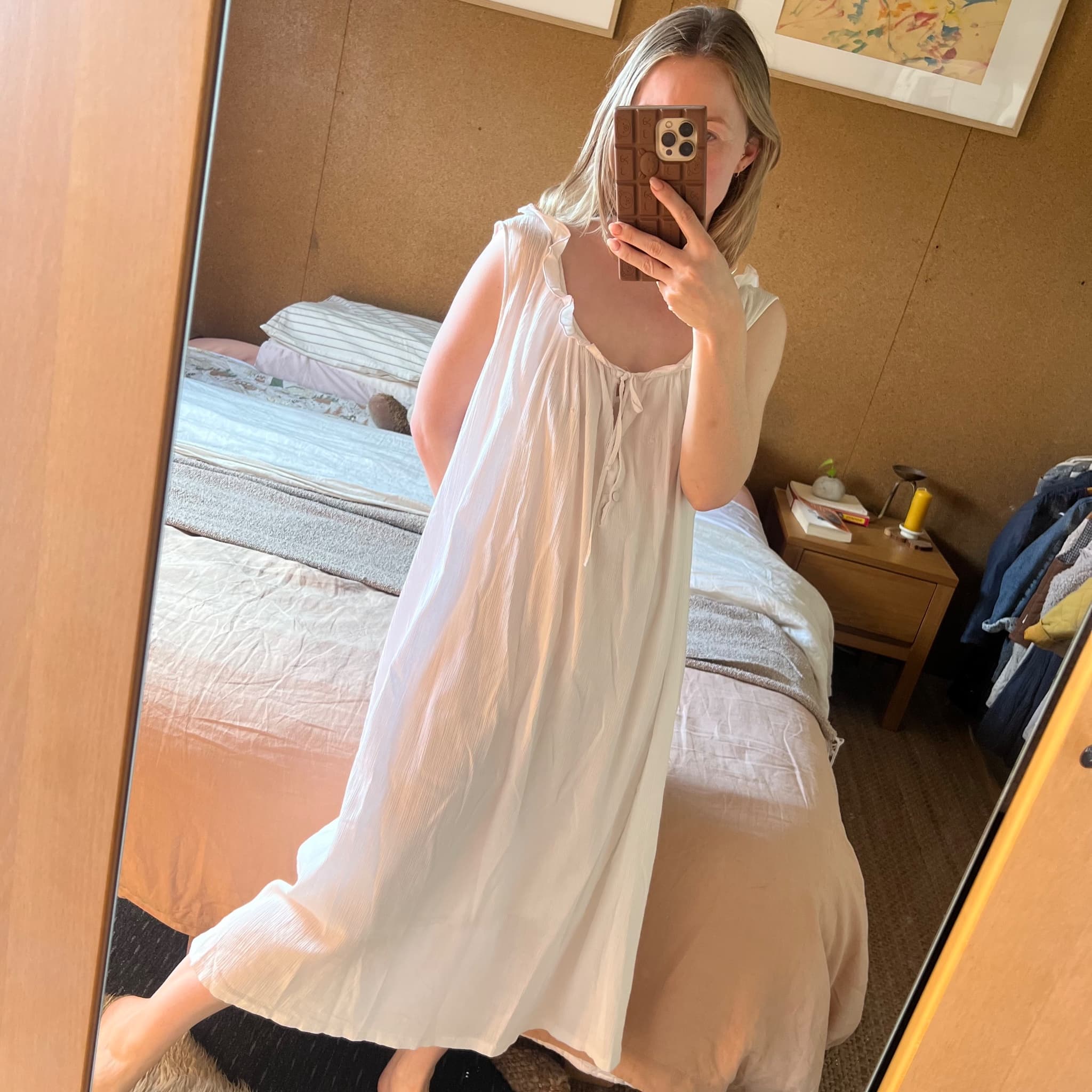 Vintage Ginia White Cotton Ruffle Nightgown (Size 16) — photo 1 of 11