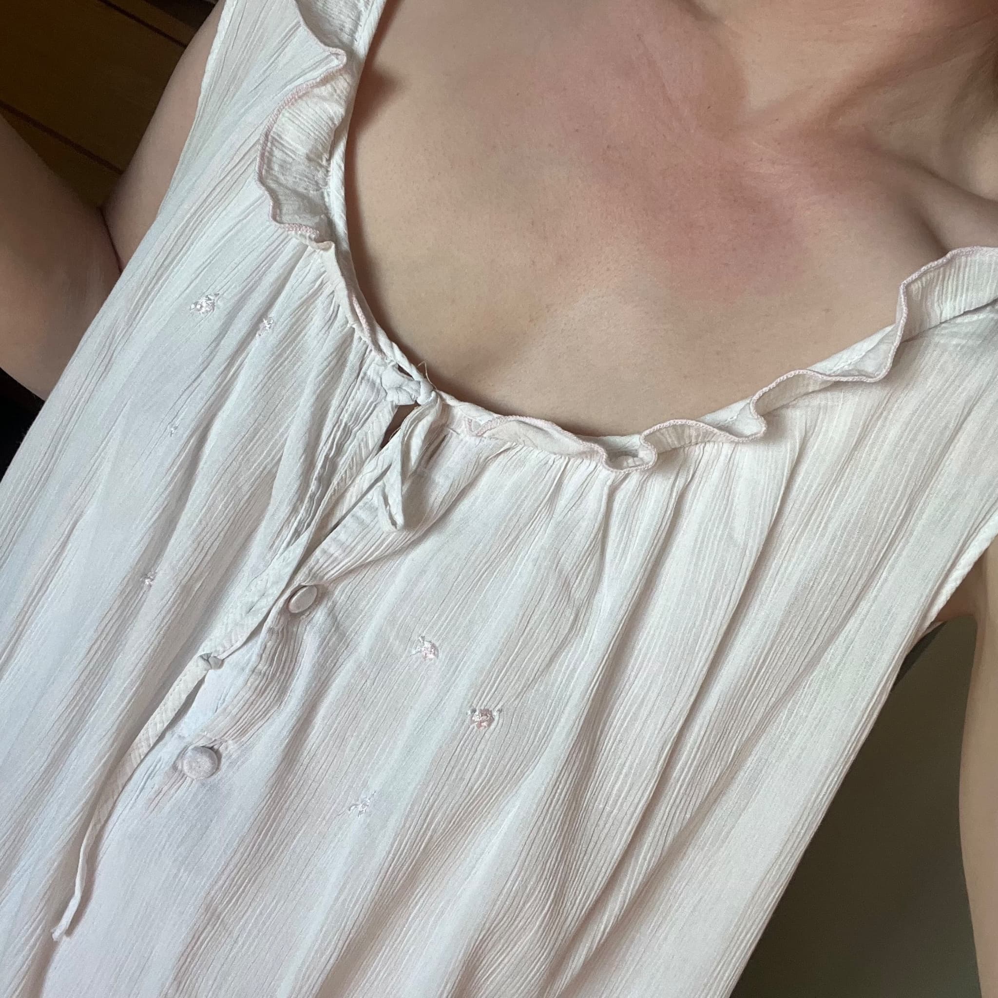 Vintage Ginia White Cotton Ruffle Nightgown (Size 16) — photo 2 of 11