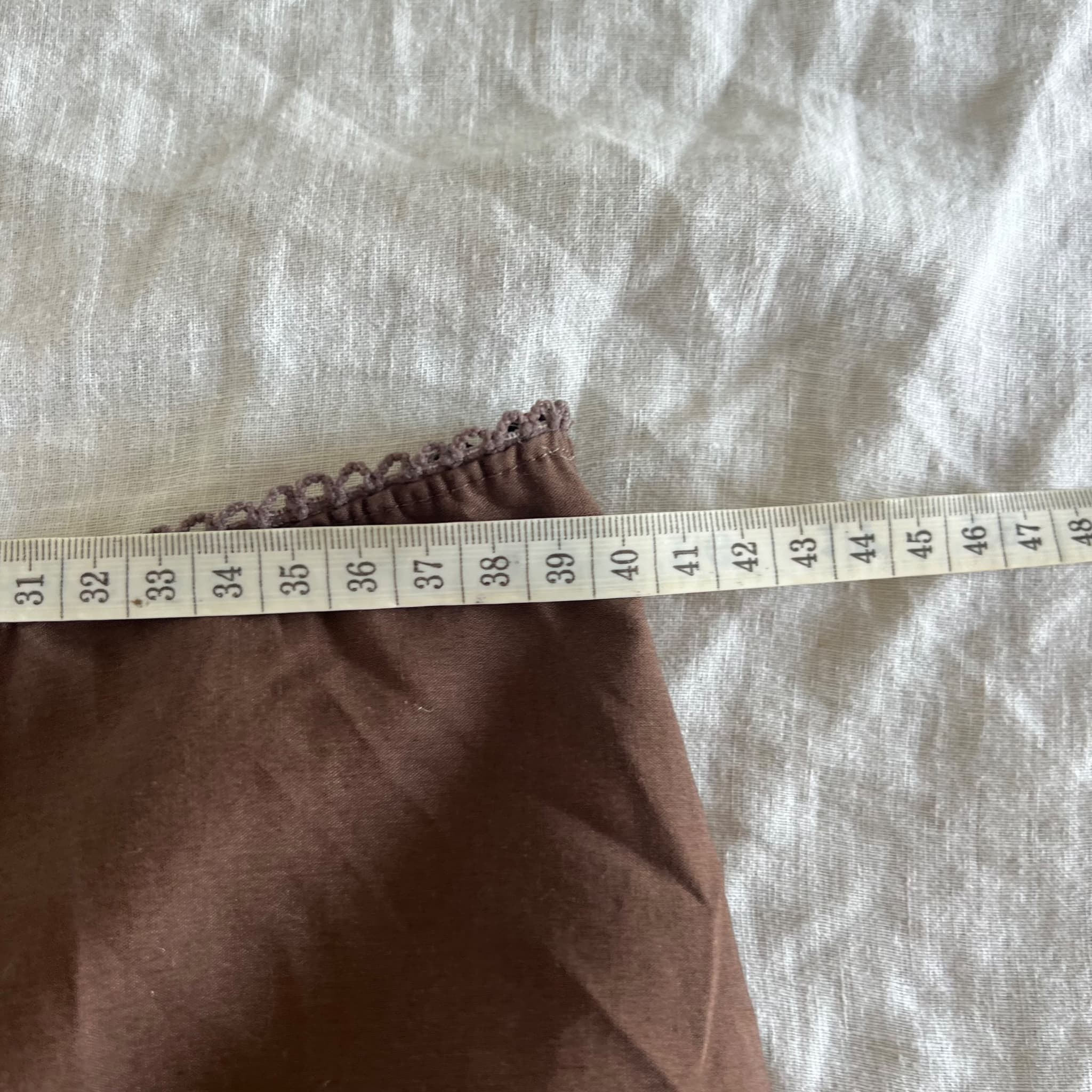 Vintage Hot Kiss Brown Tiered Floral Embroidered Lace Trim Skirt (Size M) — photo 5 of 10