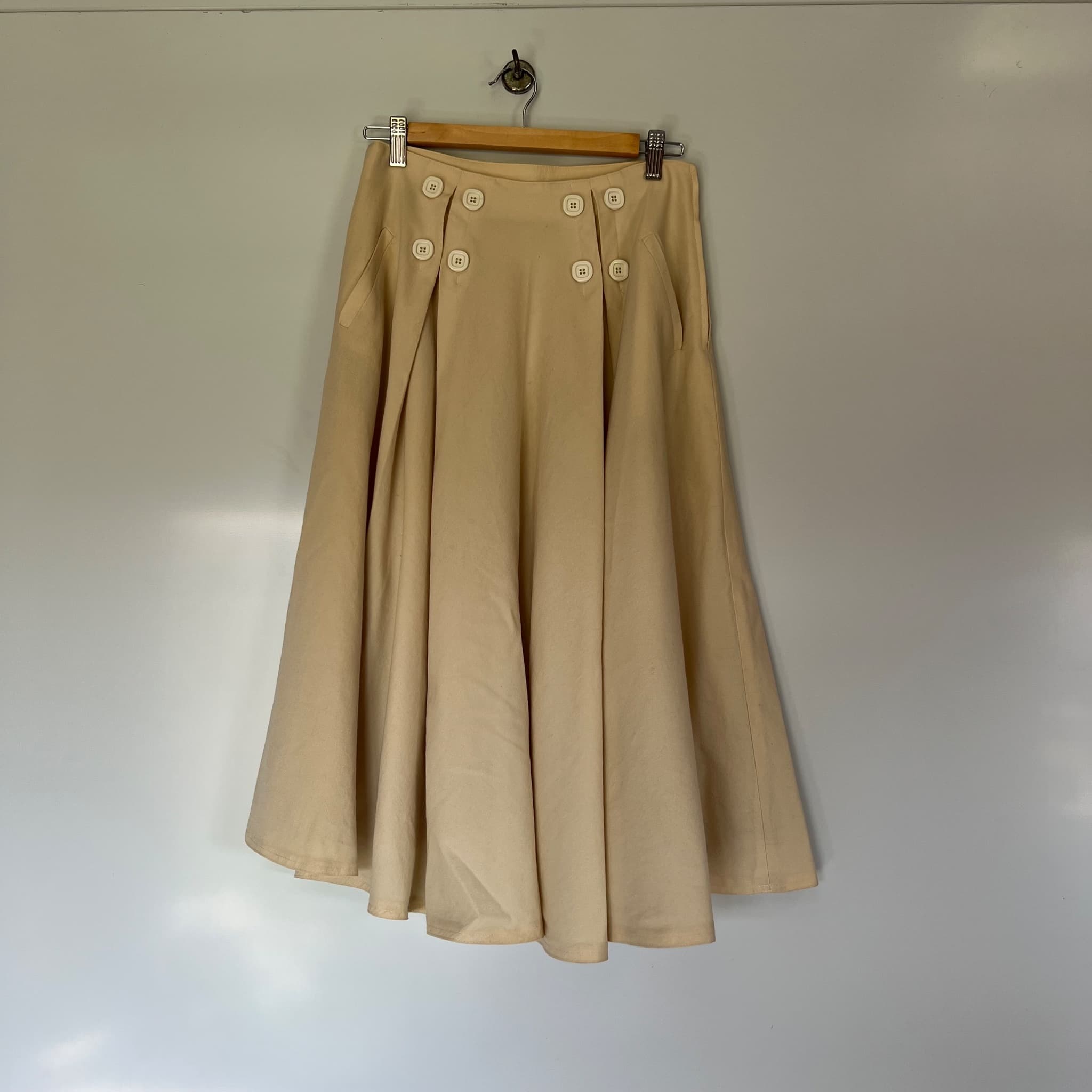 Vintage Incom Beige Virgin Wool A-Line Skirt (Size S / 8-10) — photo 2 of 8