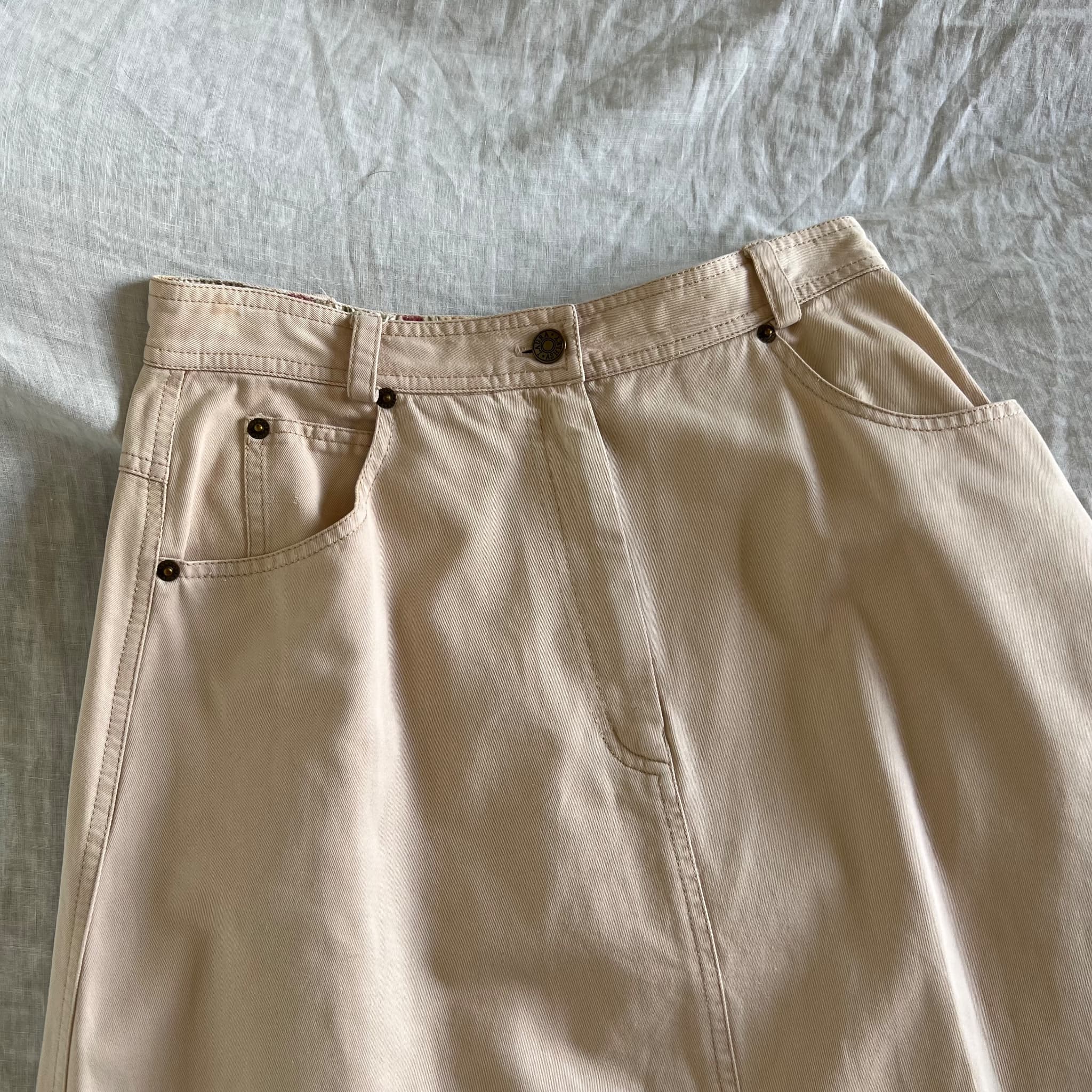 Vintage Laura Ashley Pink Beige Cotton Maxi Skirt Fits AU 10 Aus Made Cottagecore — photo 4 of 8