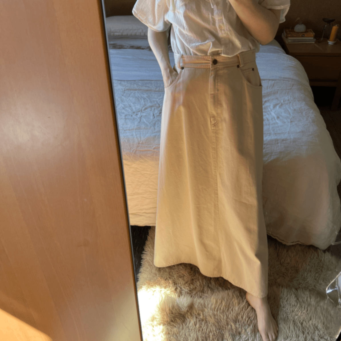 Vintage Laura Ashley Pink Beige Cotton Maxi Skirt Fits AU 10 Aus Made Cottagecore — photo 8 of 8