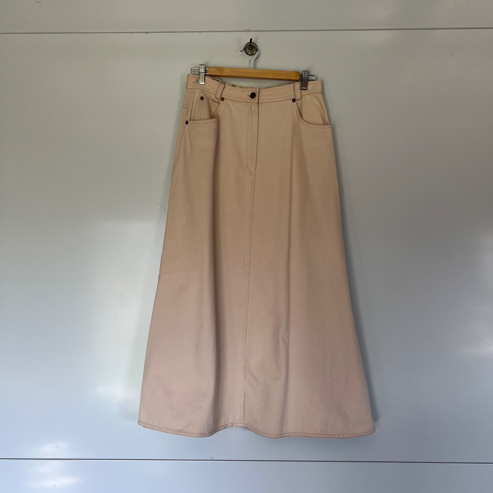Vintage Laura Ashley Pink Beige Cotton Maxi Skirt Fits AU 10 Aus Made Cottagecore — photo 2 of 8