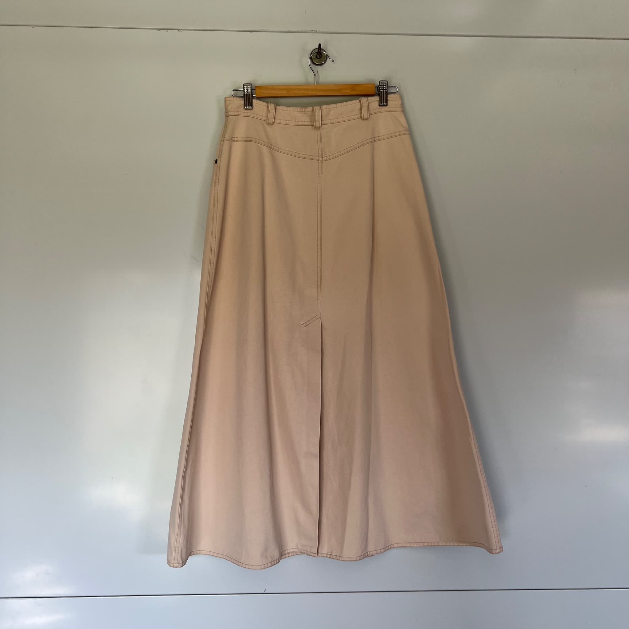 Vintage Laura Ashley Pink Beige Cotton Maxi Skirt Fits AU 10 Aus Made Cottagecore — photo 3 of 8
