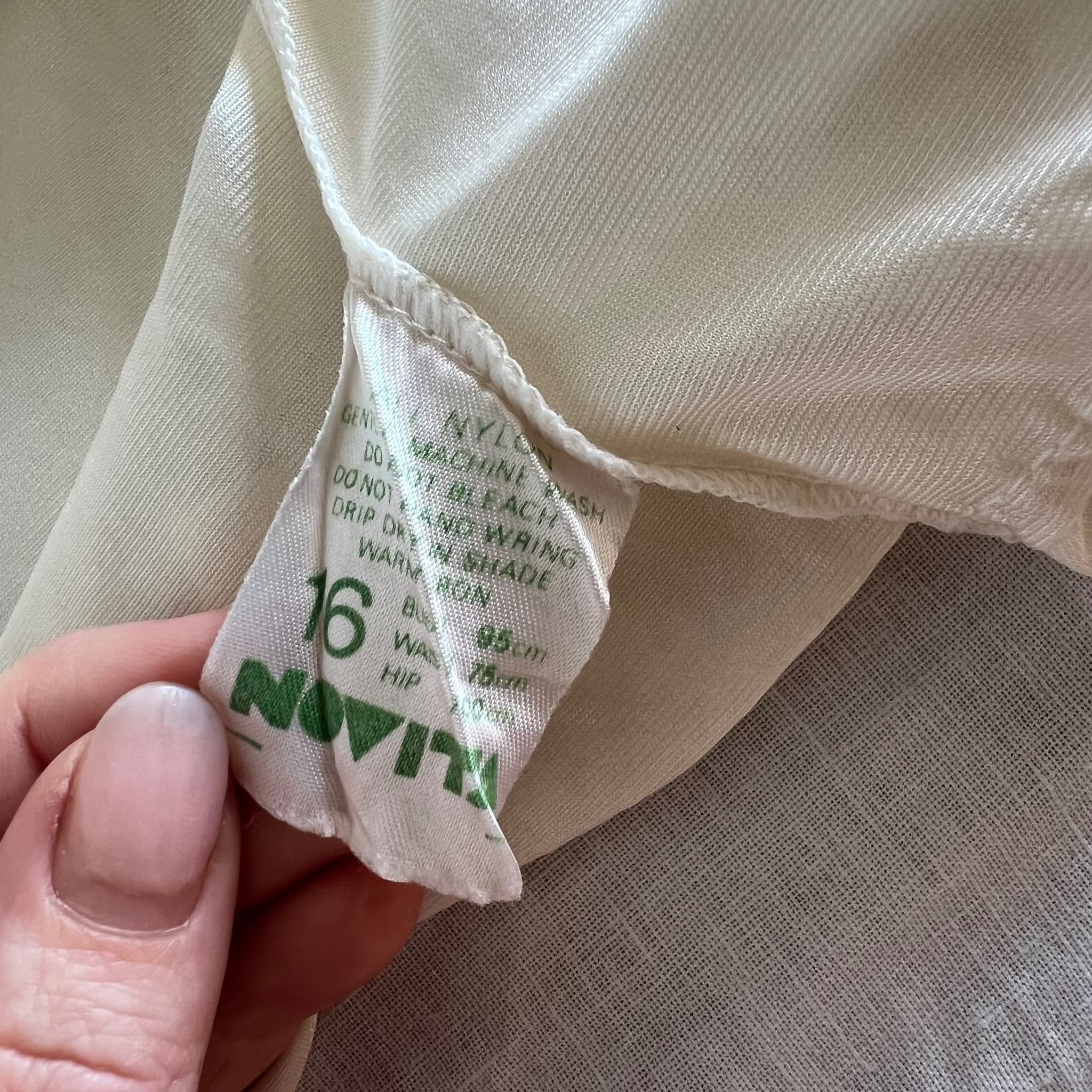 Vintage Novita Cream Embroidered Nylon Nightgown Dress Prairie Cottagecore — photo 6 of 8