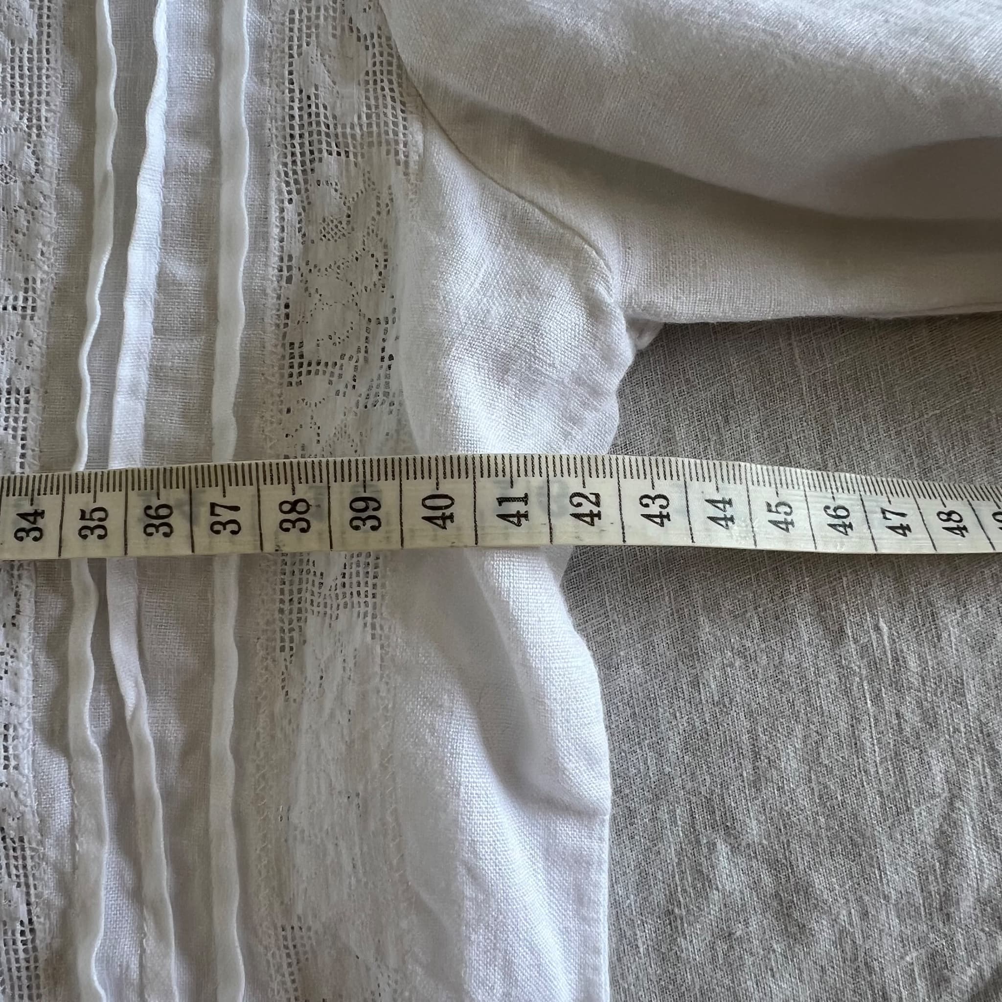 Vintage Rachele Positano White 100% Linen Lace Inset Midi Dress (Size S) — photo 6 of 11