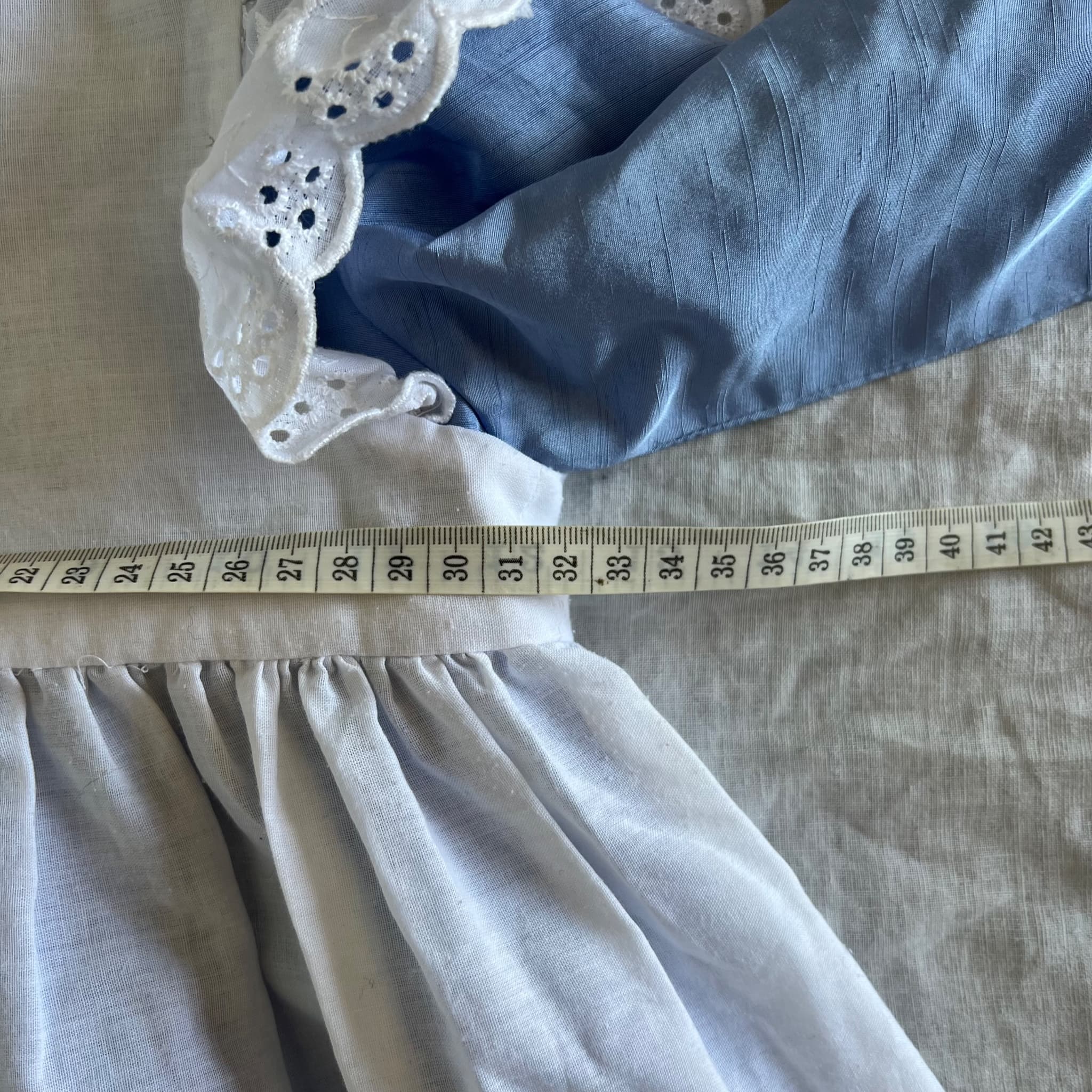 Vintage-Style Children's Dresses - Blue Long-Sleeve & White Eyelet Set — photo 5 of 6